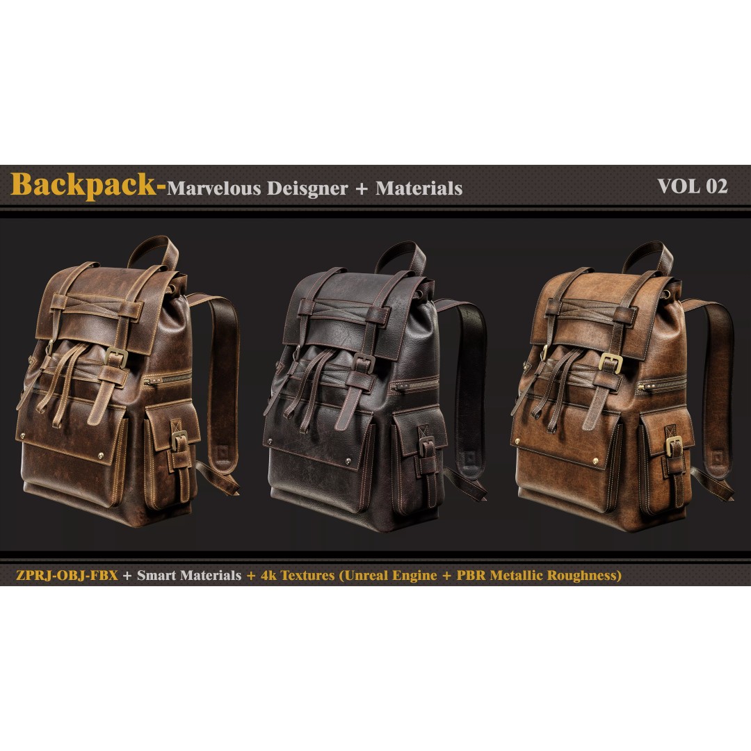 Backpack 3D Model – PBR Smart Material with 4K Textures, FBX & OBJ - View 2