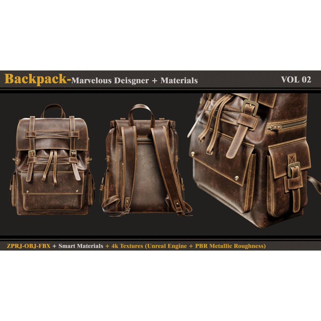 Backpack 3D Model – PBR Smart Material with 4K Textures, FBX & OBJ - View 3