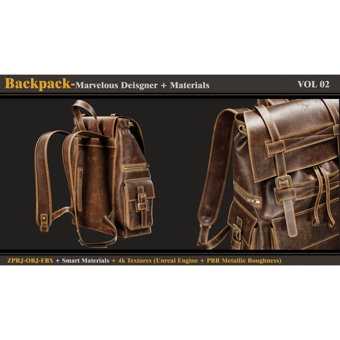 Backpack 3D Model – PBR Smart Material with 4K Textures, FBX & OBJ - View 6