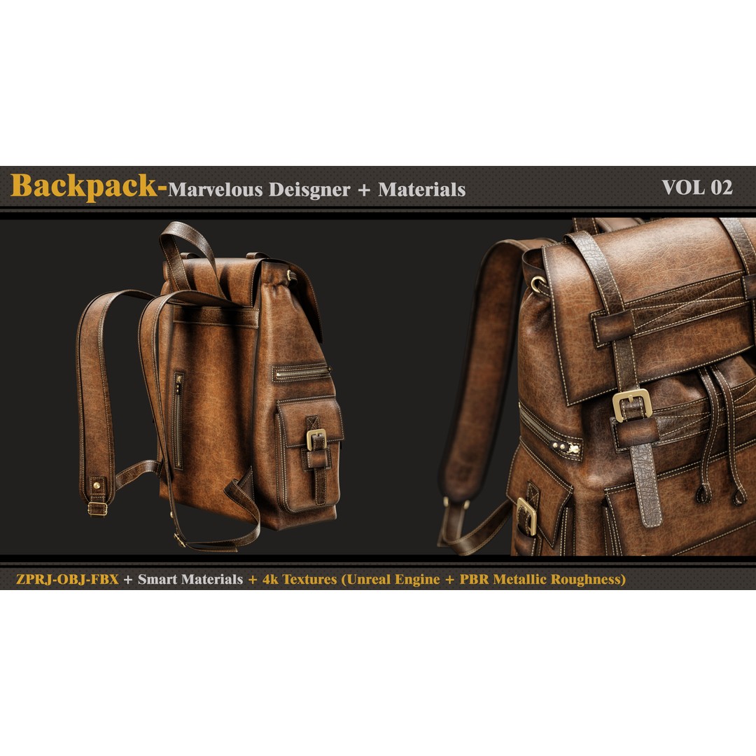 Backpack 3D Model – PBR Smart Material with 4K Textures, FBX & OBJ - View 8