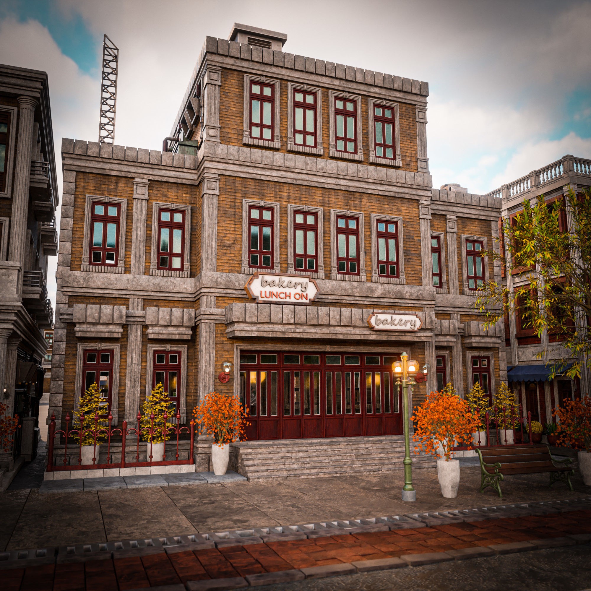 Urban City Scene - Low-Poly Game-Ready 3D Model - View 13