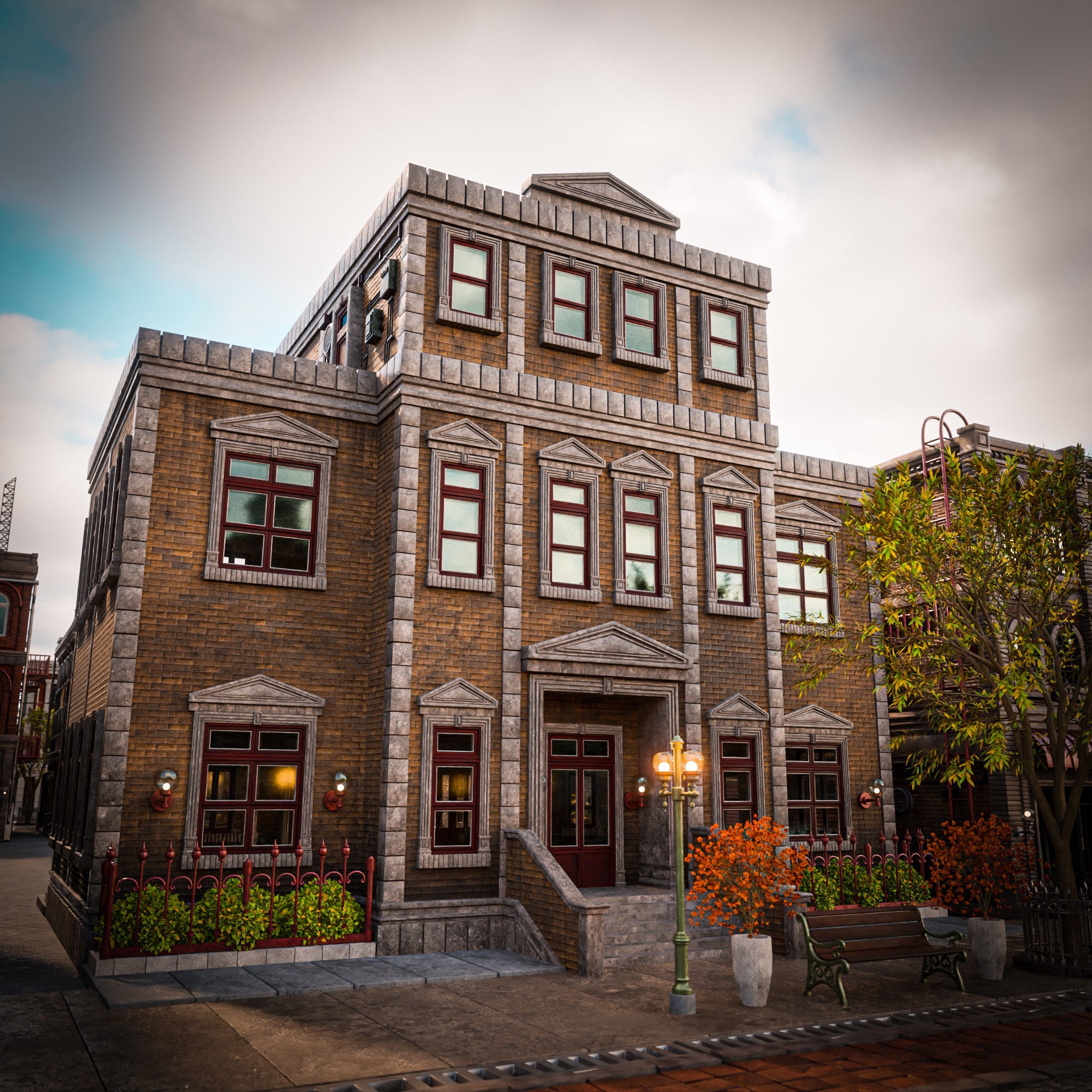 Urban City Scene - Low-Poly Game-Ready 3D Model - View 14