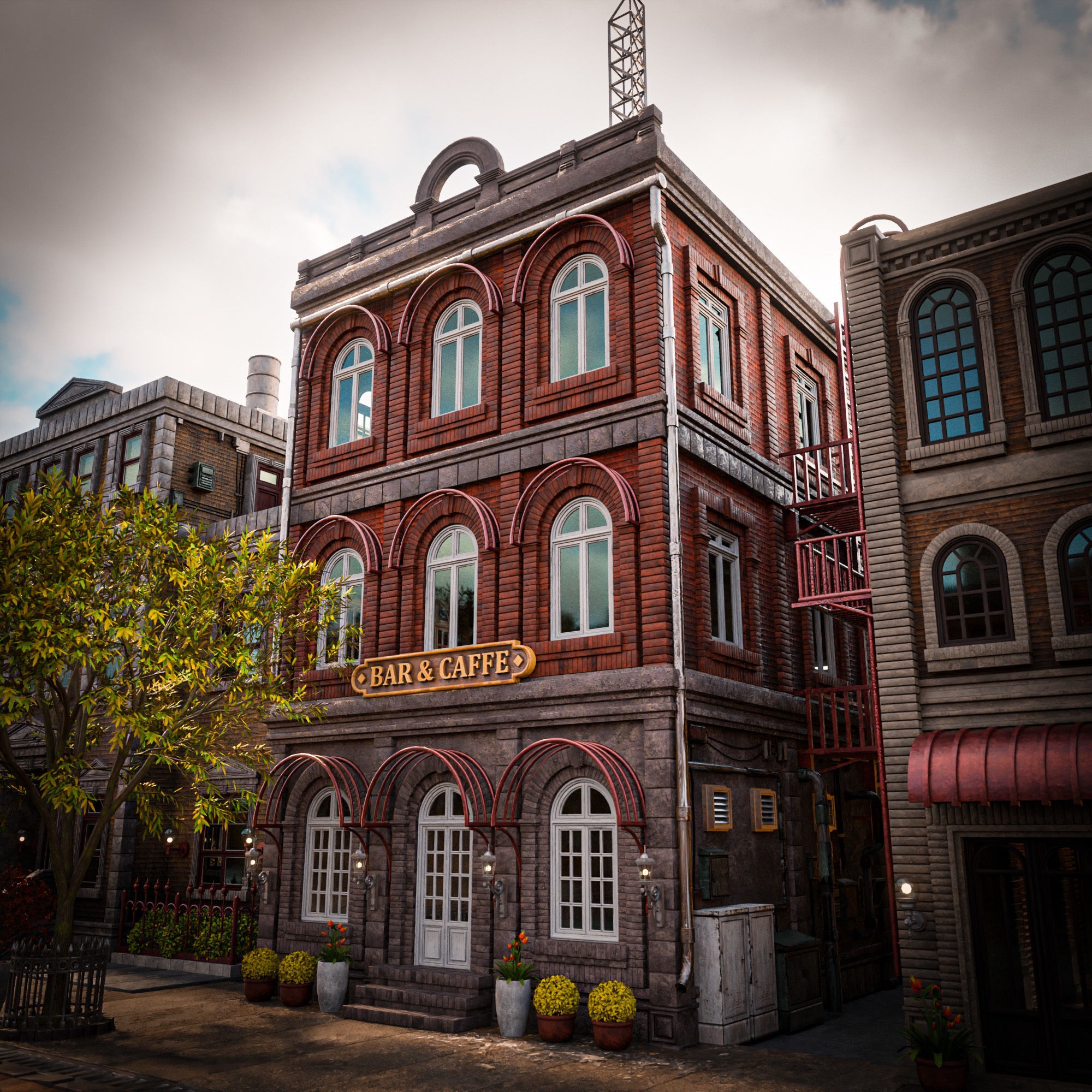 Urban City Scene - Low-Poly Game-Ready 3D Model - View 16