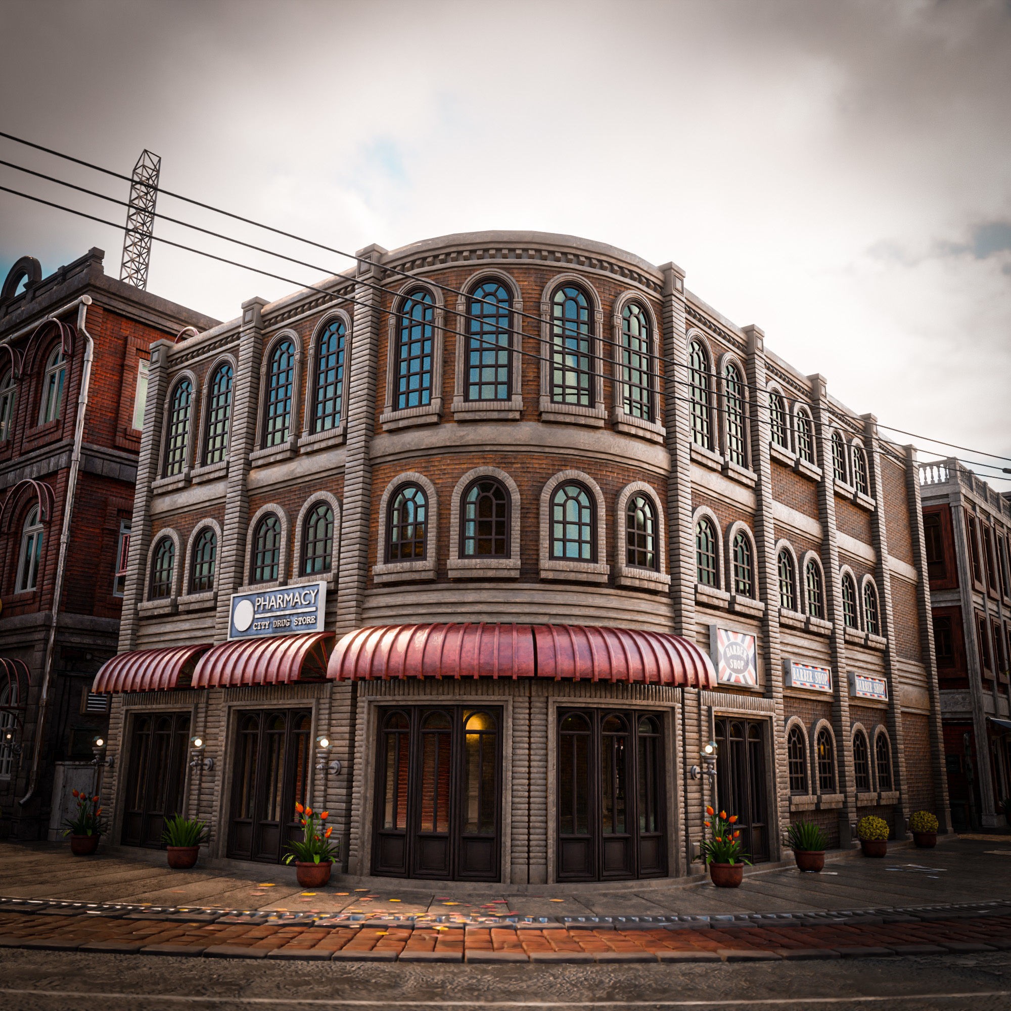 Urban City Scene - Low-Poly Game-Ready 3D Model - View 19