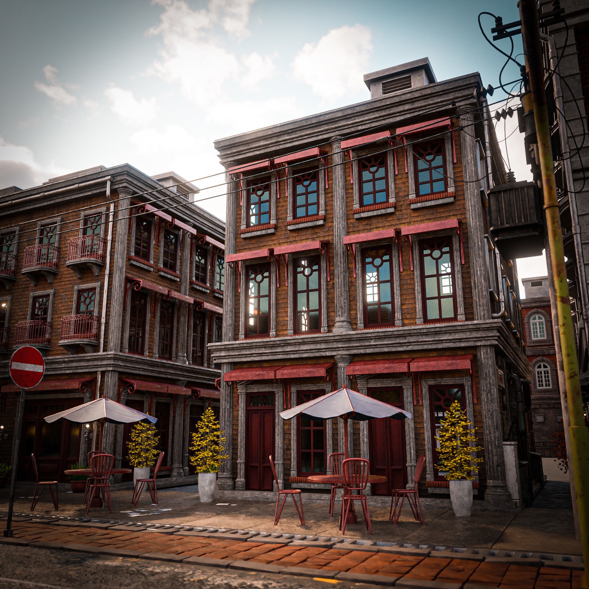 Urban City Scene - Low-Poly Game-Ready 3D Model - View 26