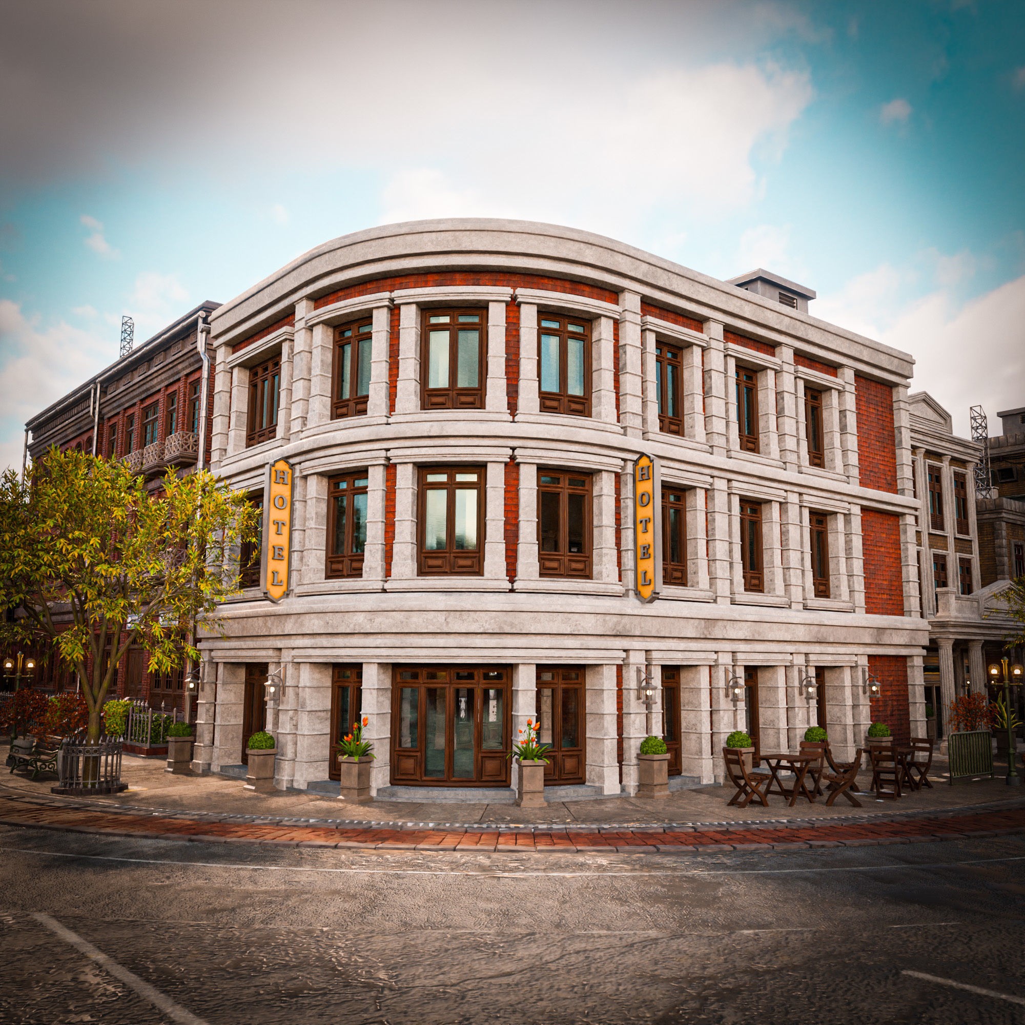 Urban City Scene - Low-Poly Game-Ready 3D Model - View 27