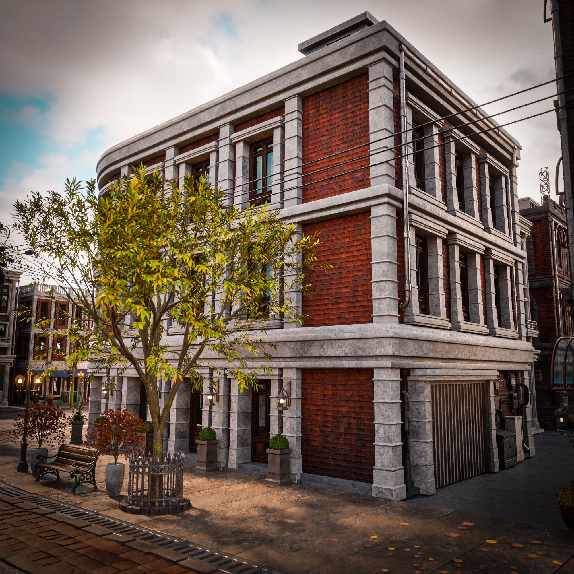 Urban City Scene - Low-Poly Game-Ready 3D Model - View 28