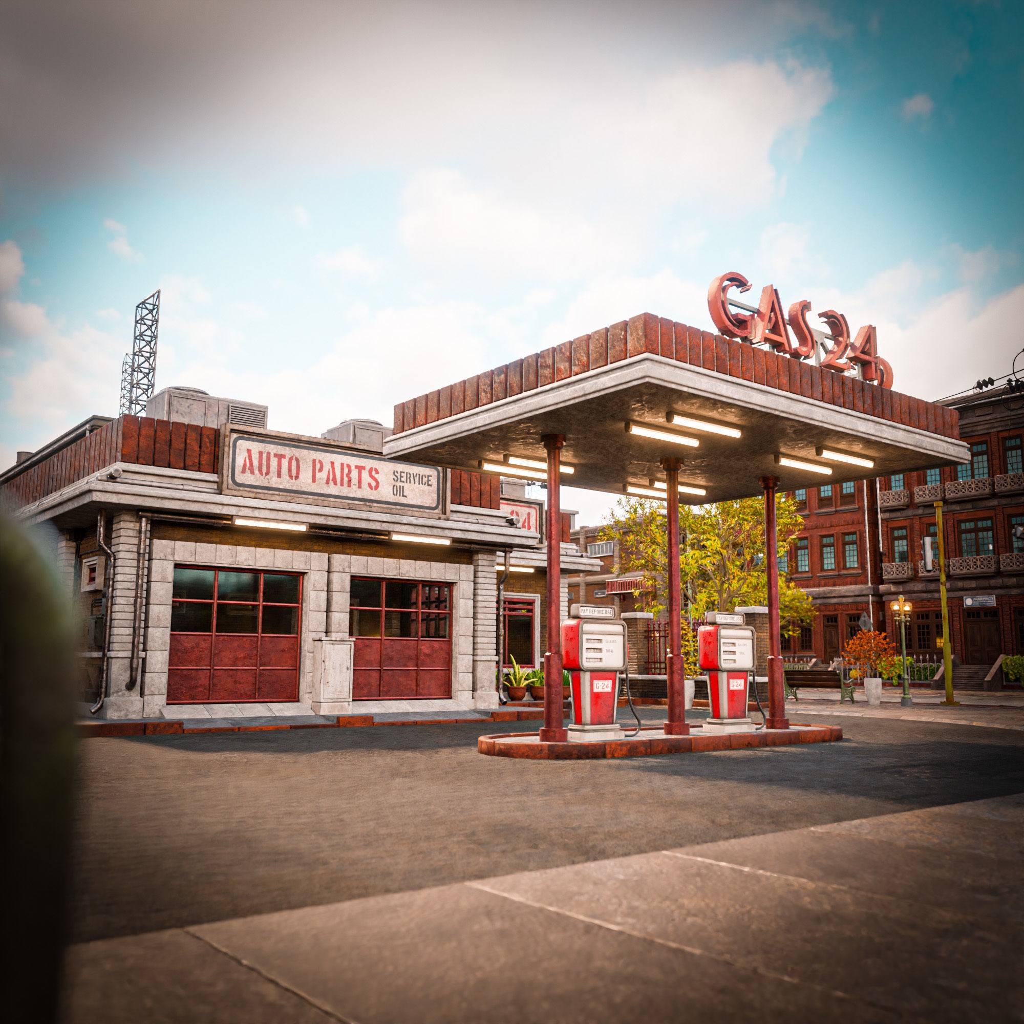 Urban City Scene - Low-Poly Game-Ready 3D Model - View 29