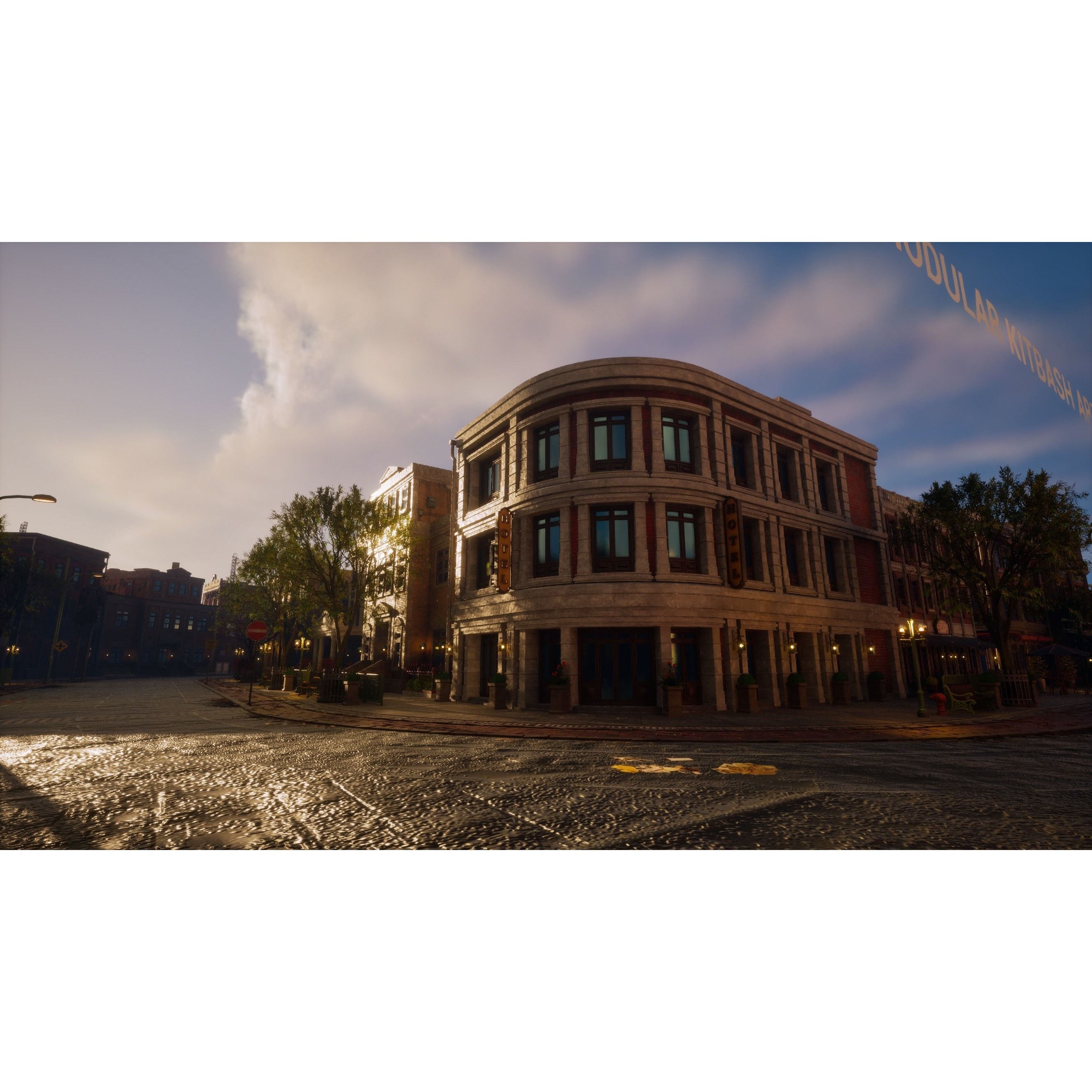 Urban City Scene - Low-Poly Game-Ready 3D Model - View 34