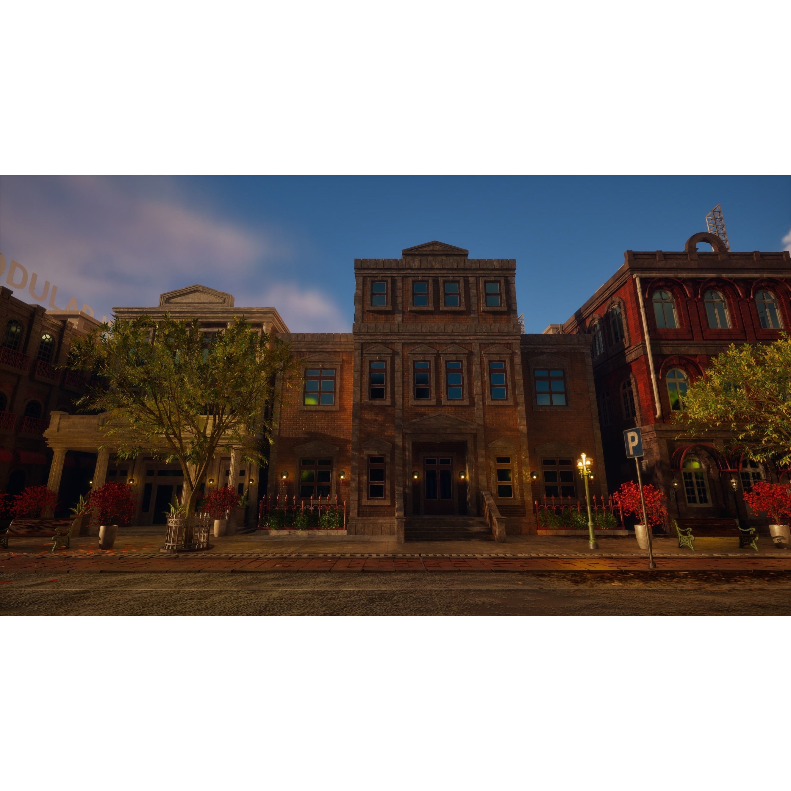 Urban City Scene - Low-Poly Game-Ready 3D Model - View 36