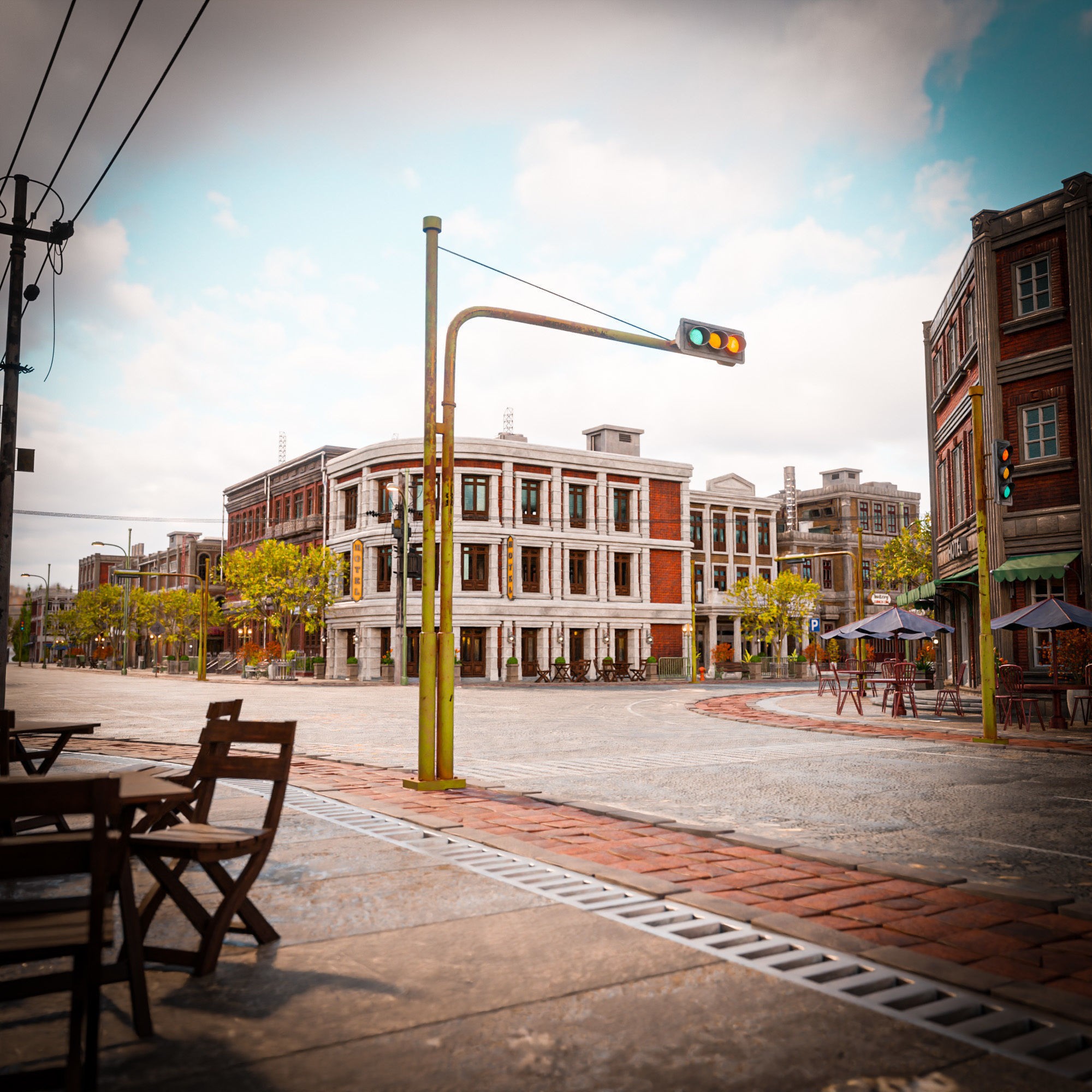 Urban City Scene - Low-Poly Game-Ready 3D Model - View 4