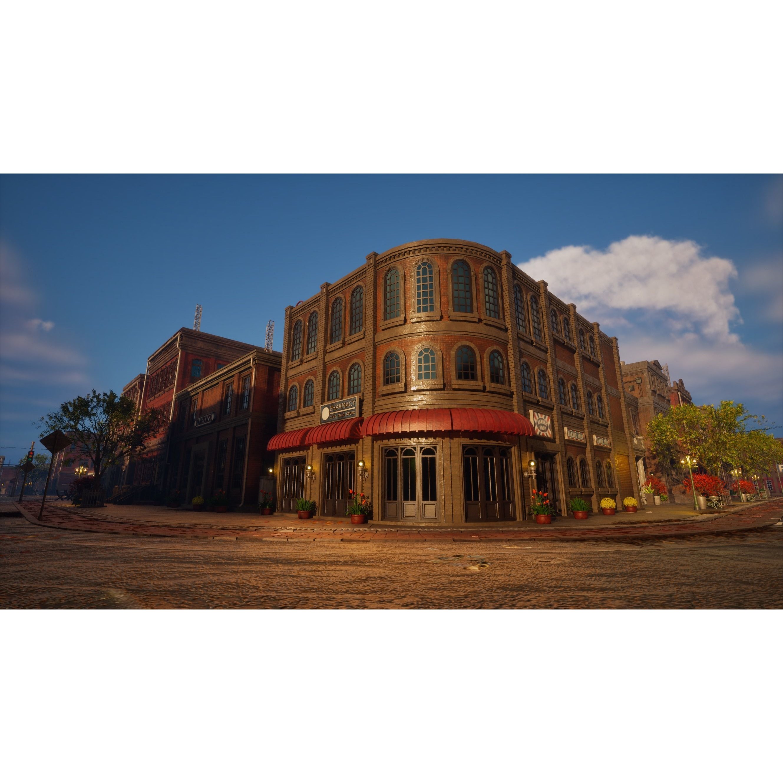 Urban City Scene - Low-Poly Game-Ready 3D Model - View 40