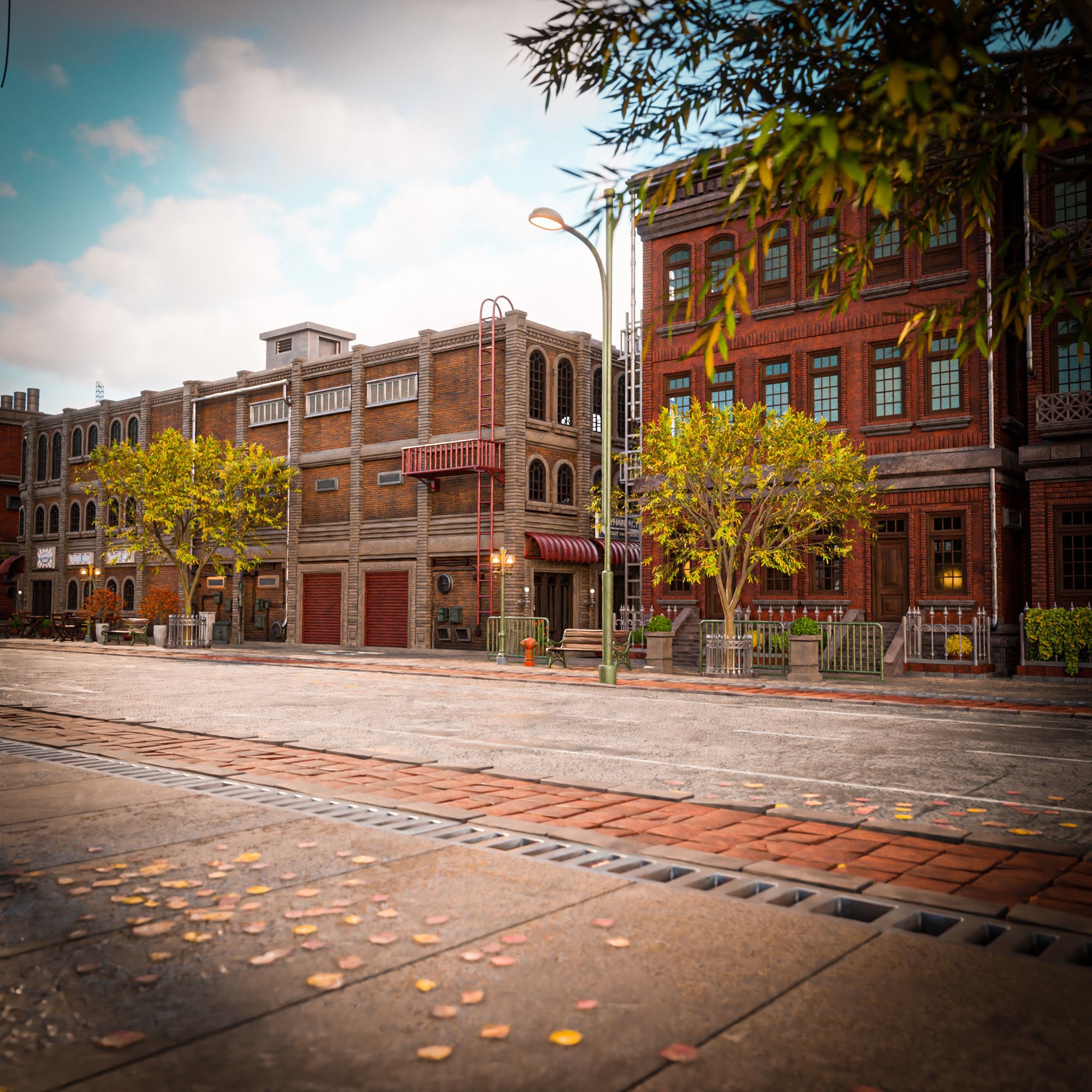 Urban City Scene - Low-Poly Game-Ready 3D Model - View 5