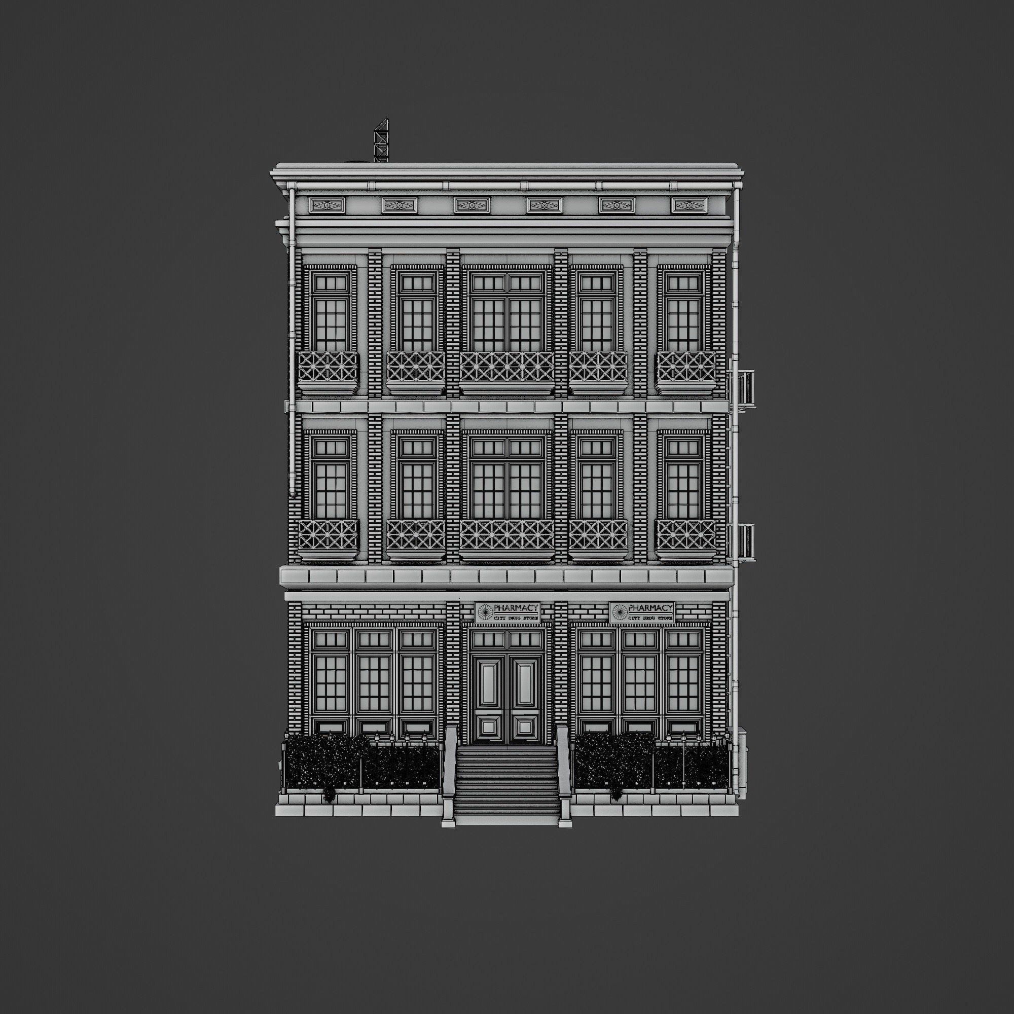 Urban City Scene - Low-Poly Game-Ready 3D Model - View 60