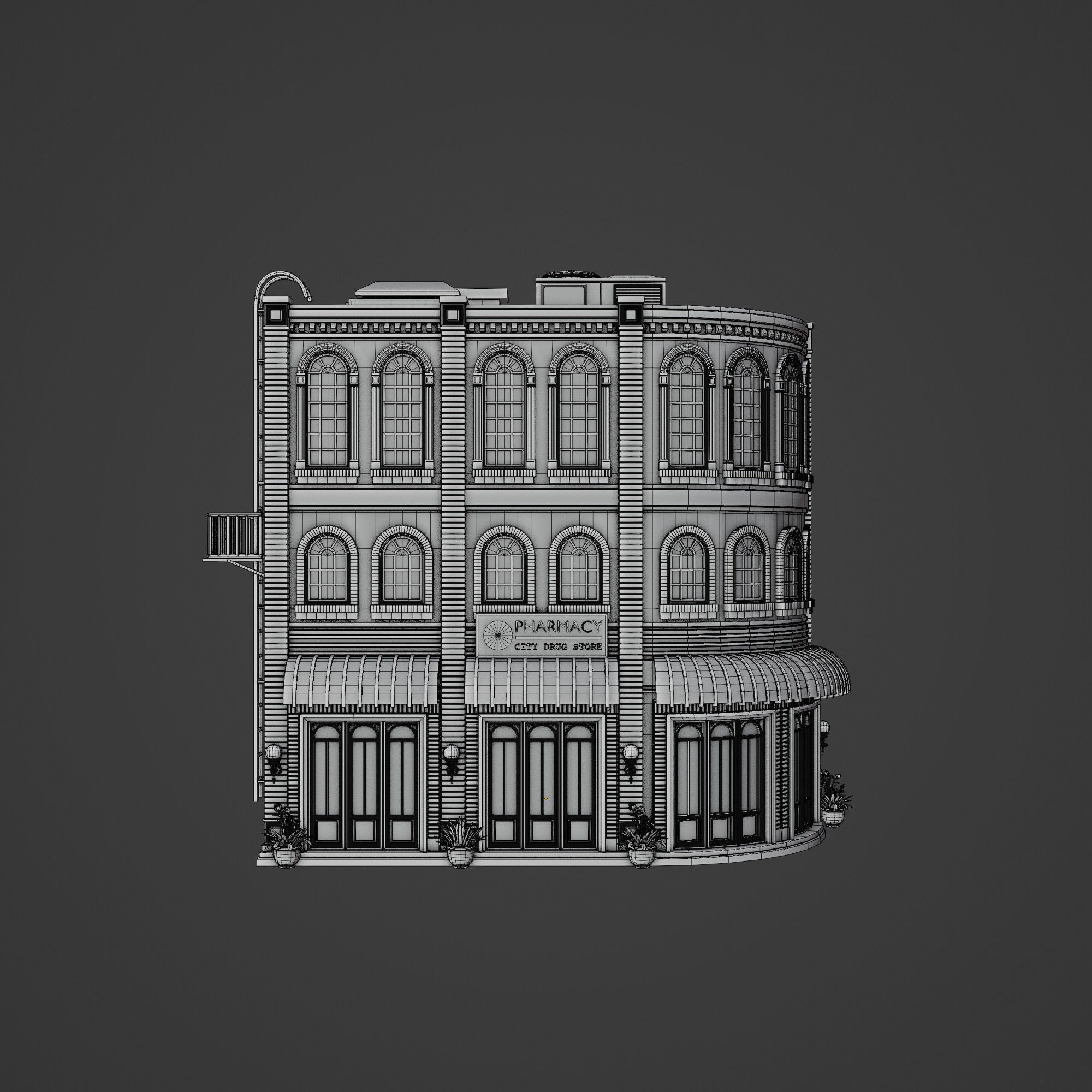 Urban City Scene - Low-Poly Game-Ready 3D Model - View 62