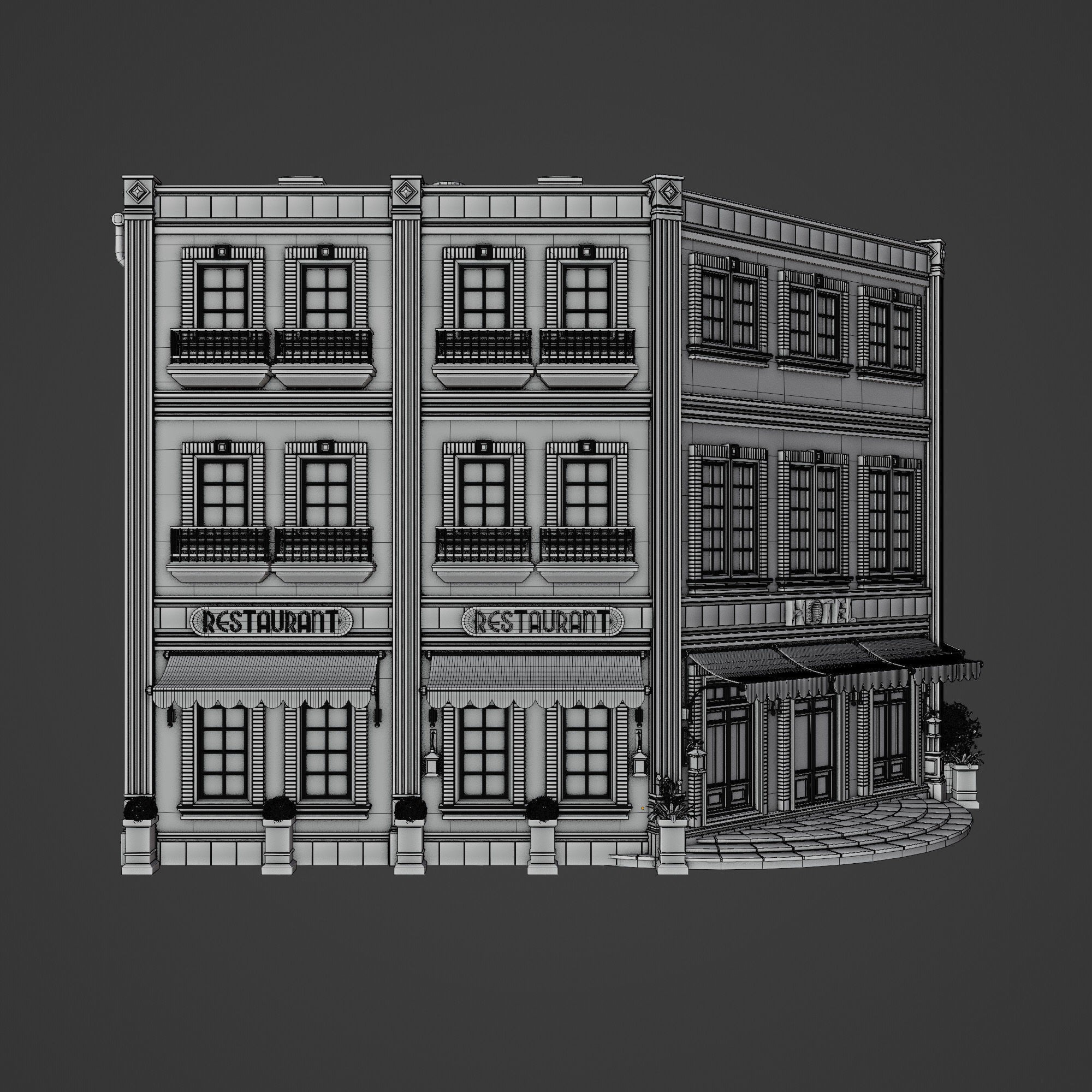 Urban City Scene - Low-Poly Game-Ready 3D Model - View 63