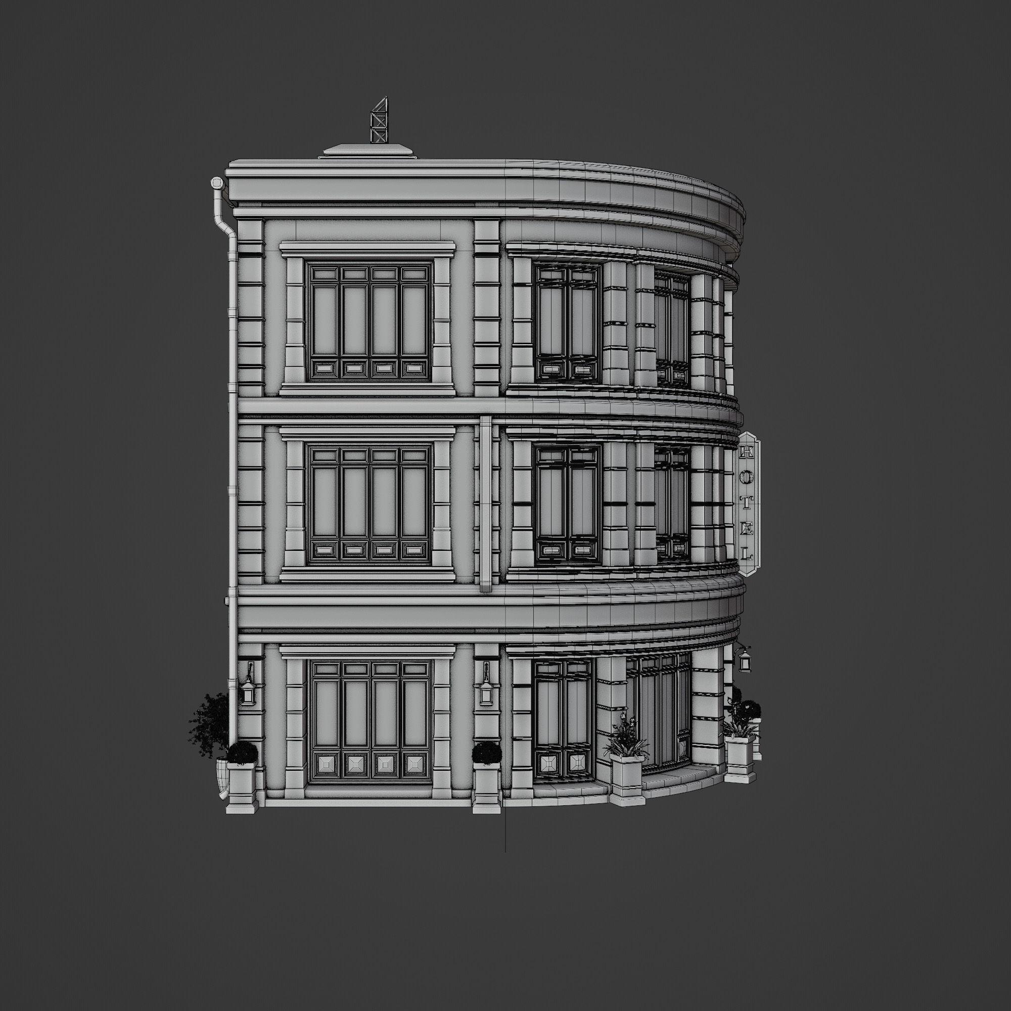 Urban City Scene - Low-Poly Game-Ready 3D Model - View 65
