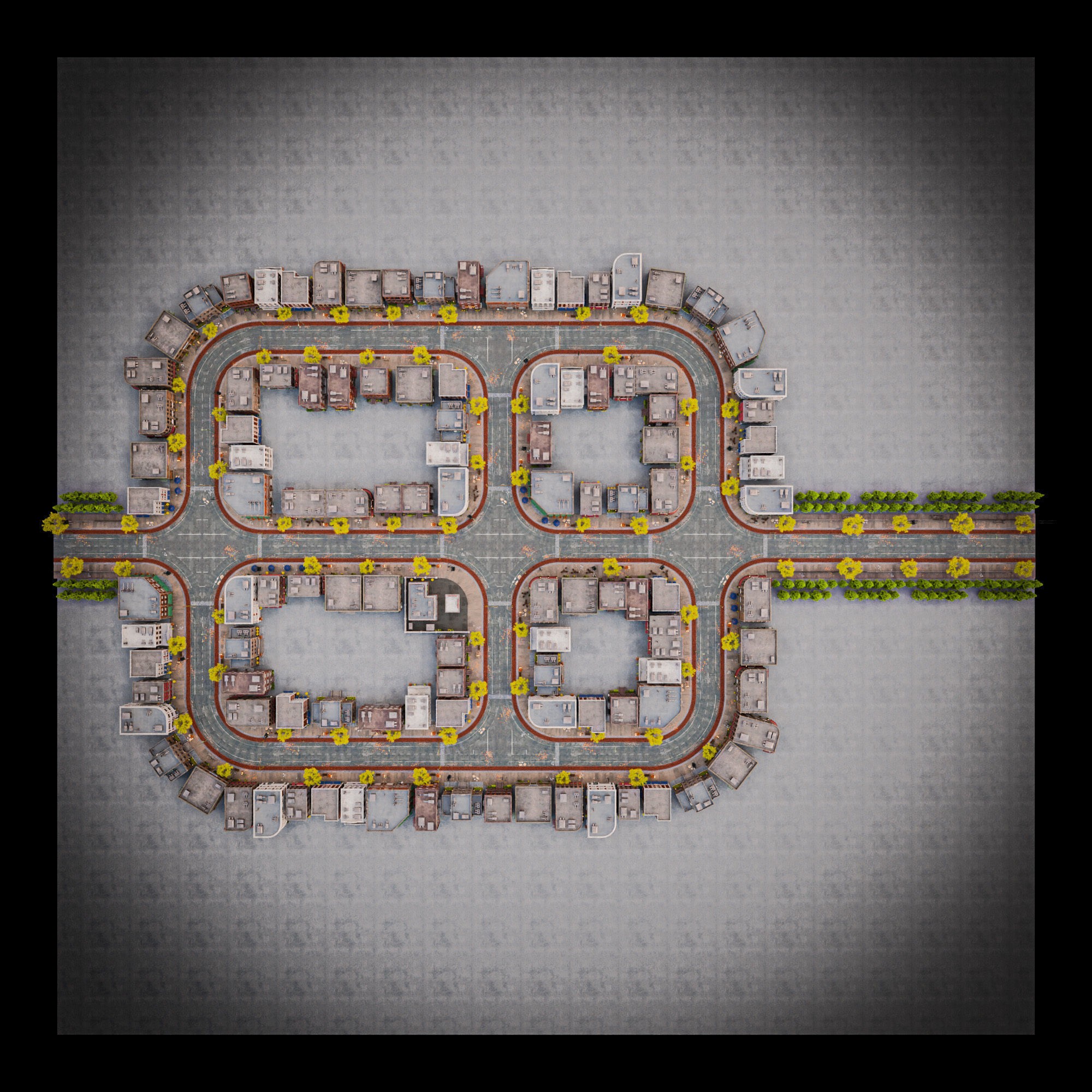 Urban City Scene - Low-Poly Game-Ready 3D Model - View 8