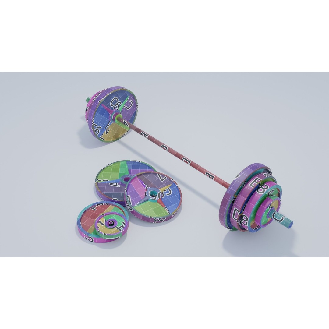 Barbell 3D Model – Low Poly Gym Equipment with PBR Textures