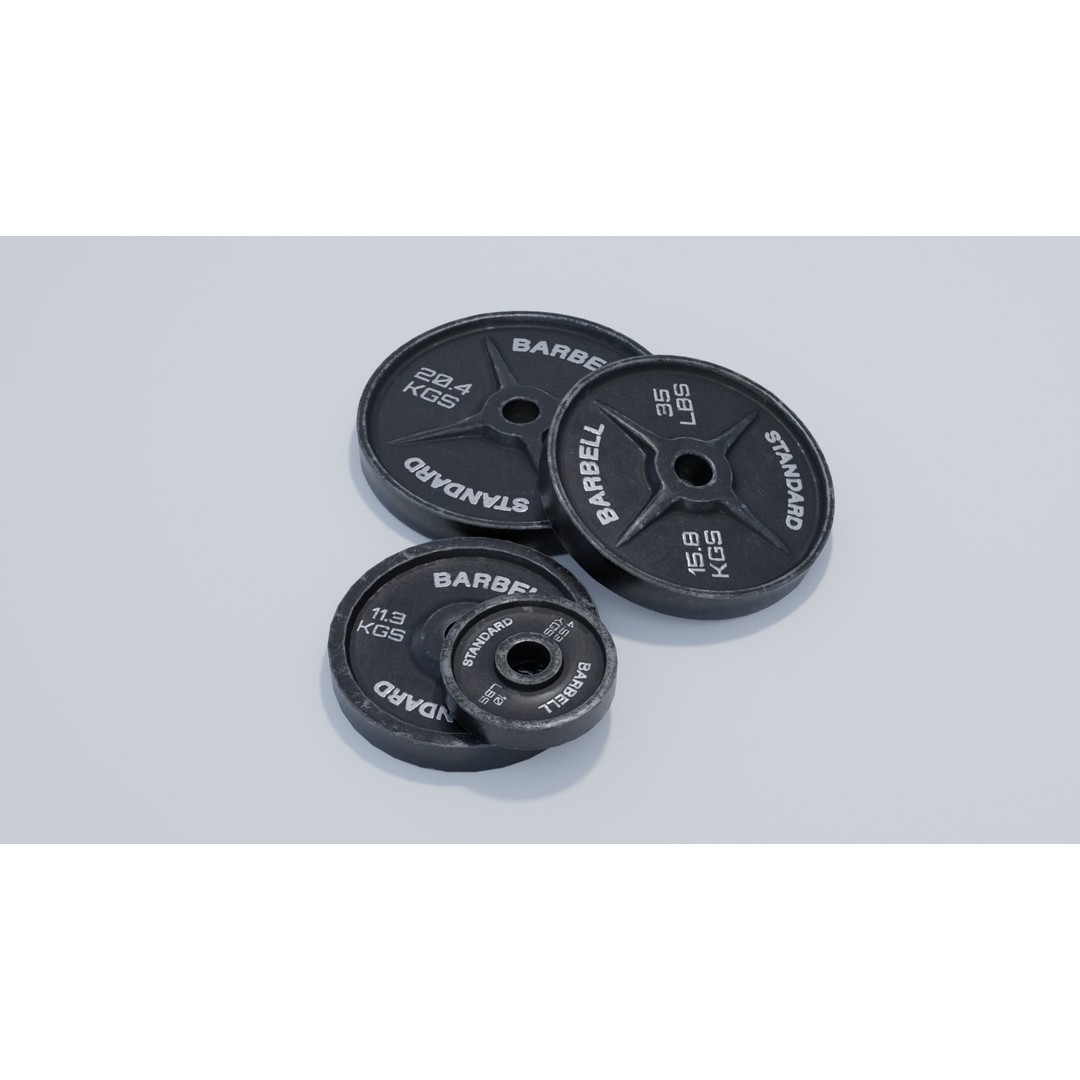 Barbell 3D Model – Low Poly Gym Equipment with PBR Textures - View 5