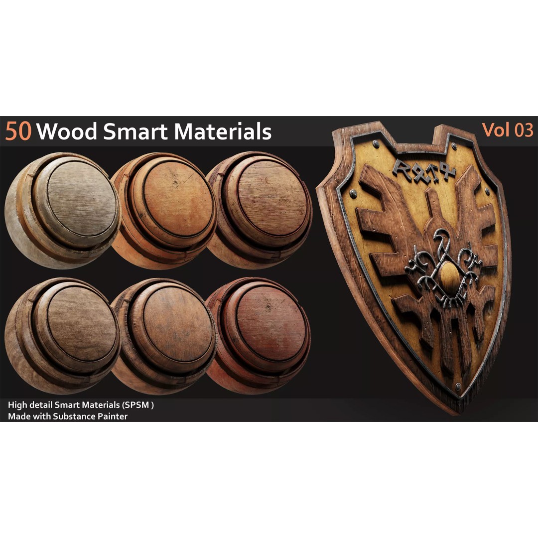 Wood Smart Materials 3D Model – 50 High-Quality Textures for Substance Painter - View 2