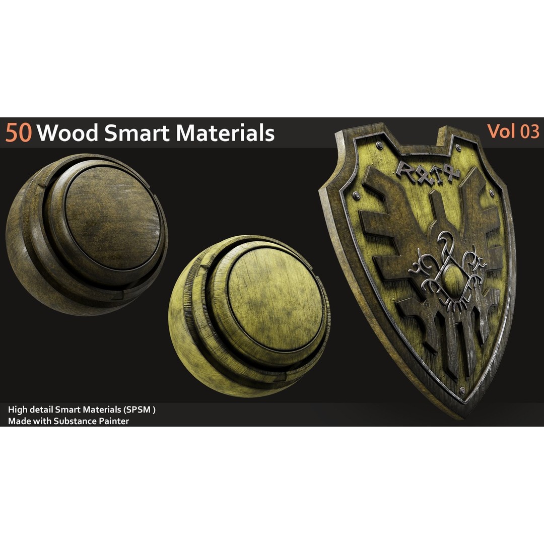 Wood Smart Materials 3D Model – 50 High-Quality Textures for Substance Painter - View 3