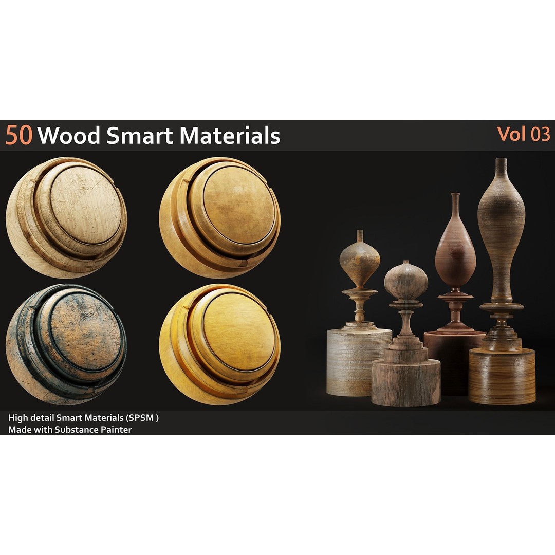Wood Smart Materials 3D Model – 50 High-Quality Textures for Substance Painter - View 6