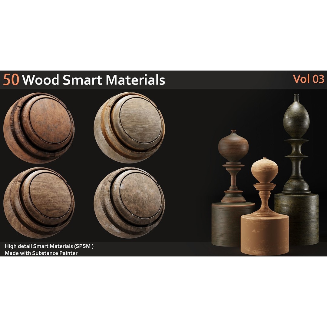 Wood Smart Materials 3D Model – 50 High-Quality Textures for Substance Painter - View 7