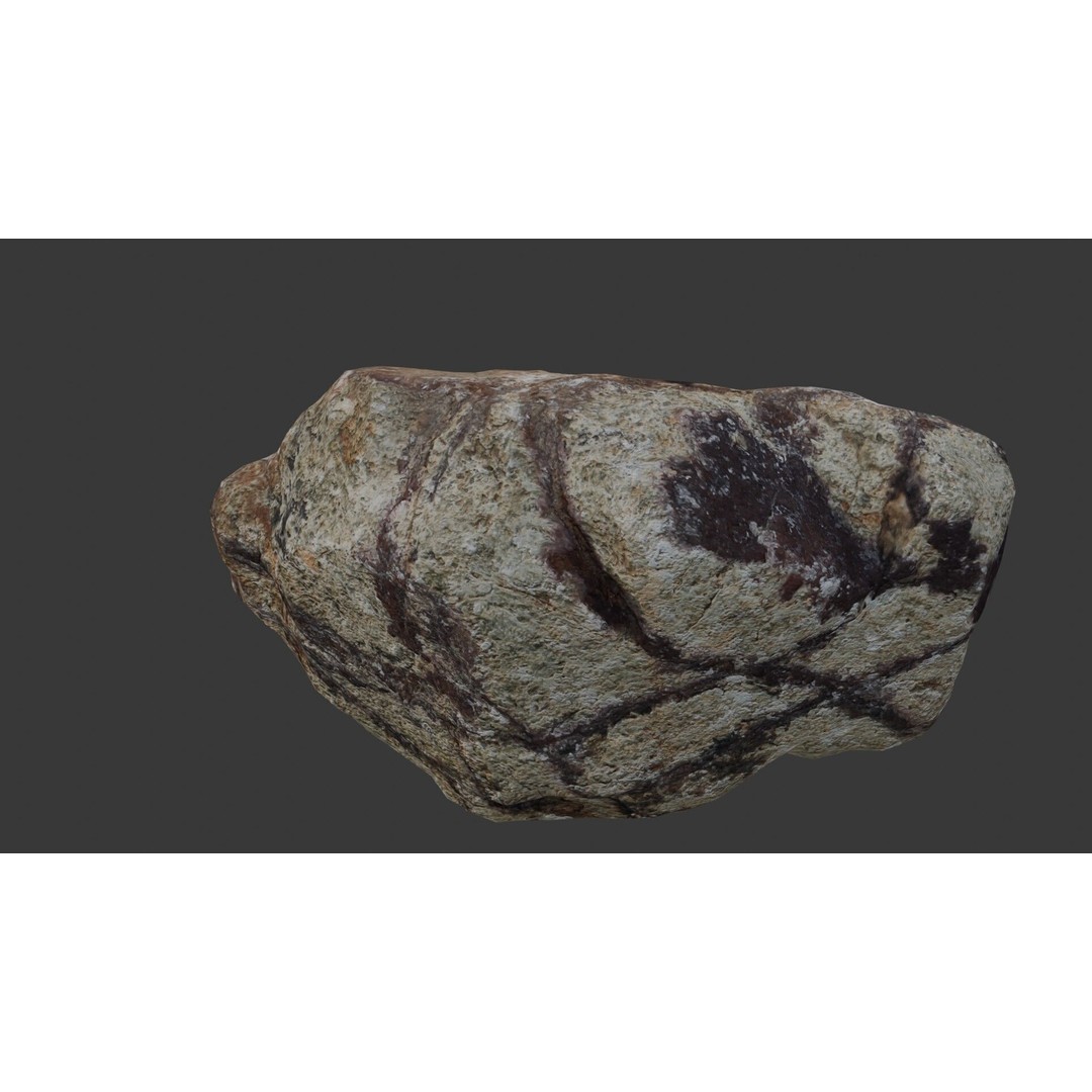 Weathered Boulder 3D Model – Low Poly Realistic Scan with PBR Textures