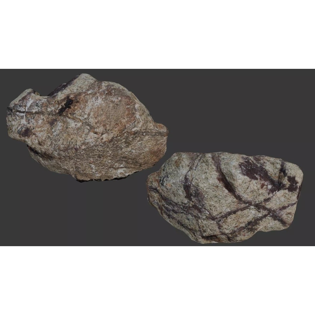 Weathered Boulder 3D Model – Low Poly Realistic Scan with PBR Textures - View 2