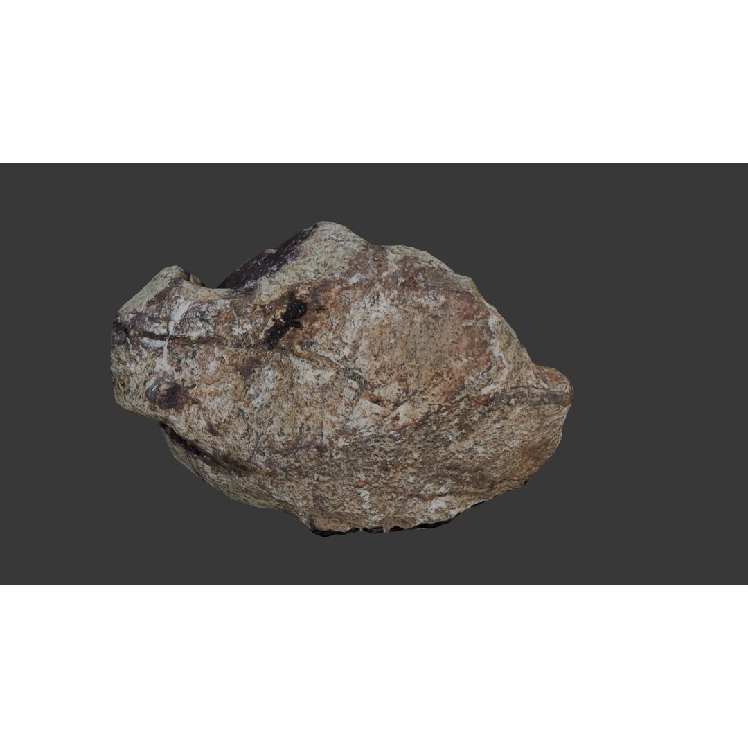 Weathered Boulder 3D Model – Low Poly Realistic Scan with PBR Textures - View 3