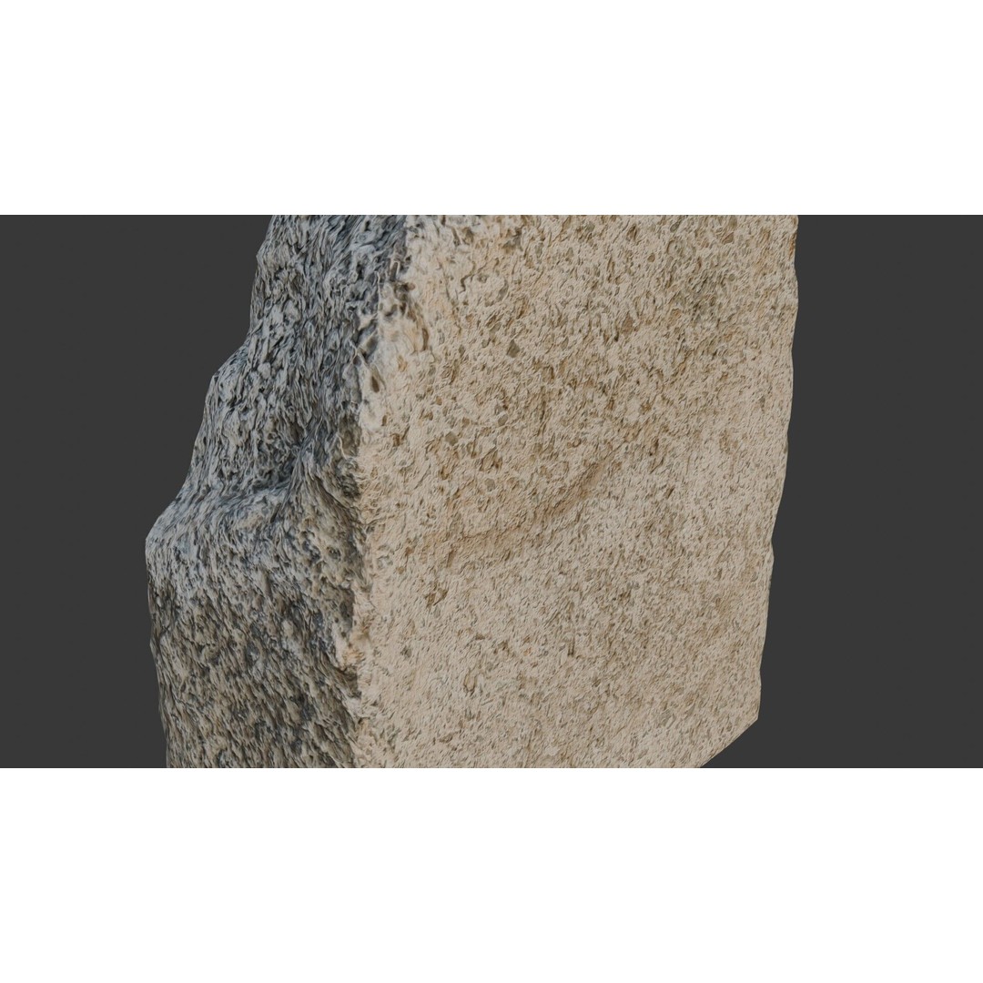 Rough Cut Stone Block 3D Model – Low Poly PBR Asset for Archviz - View 5