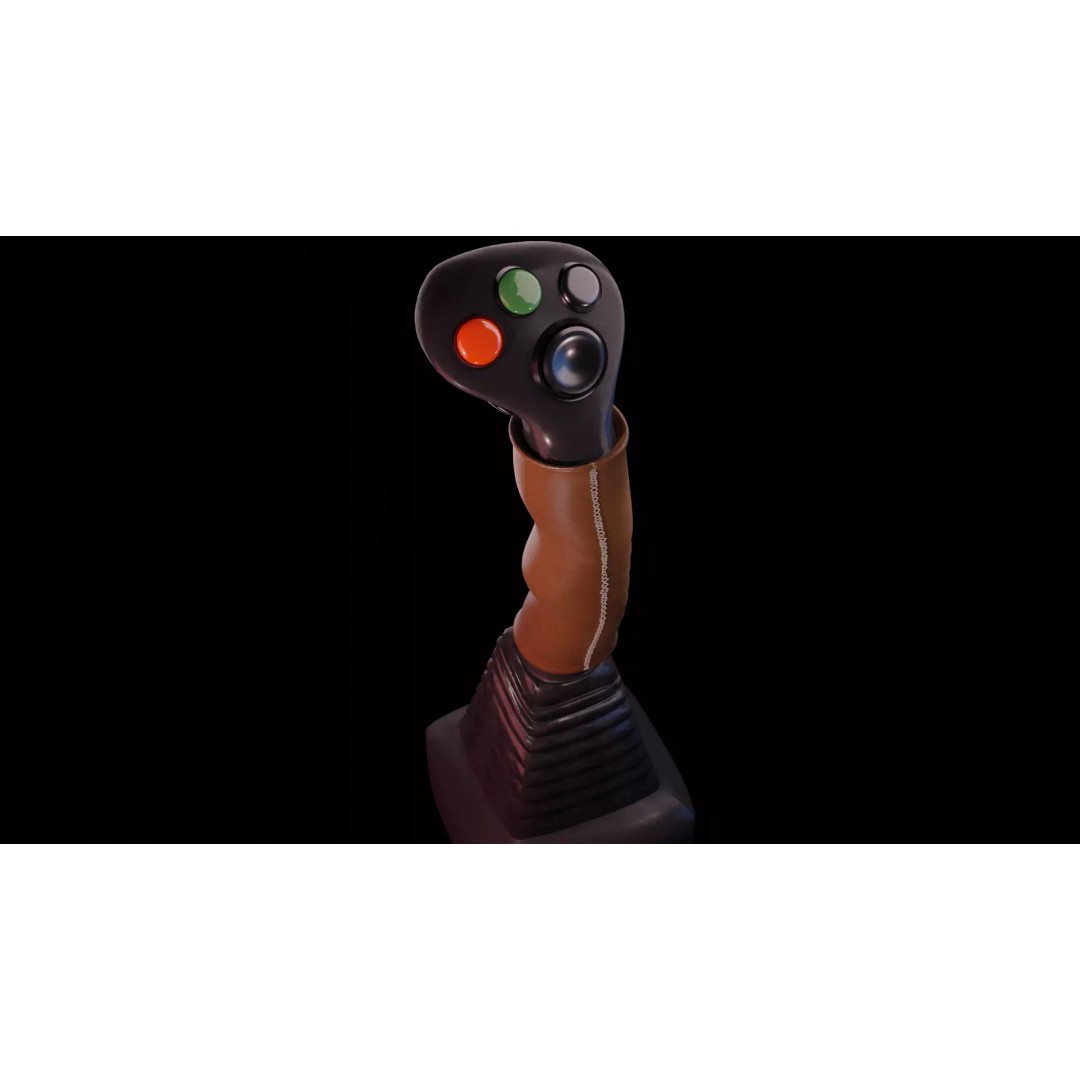 Leather Flight Joystick 3D Model – Vintage Game Asset, PBR Textures - View 2