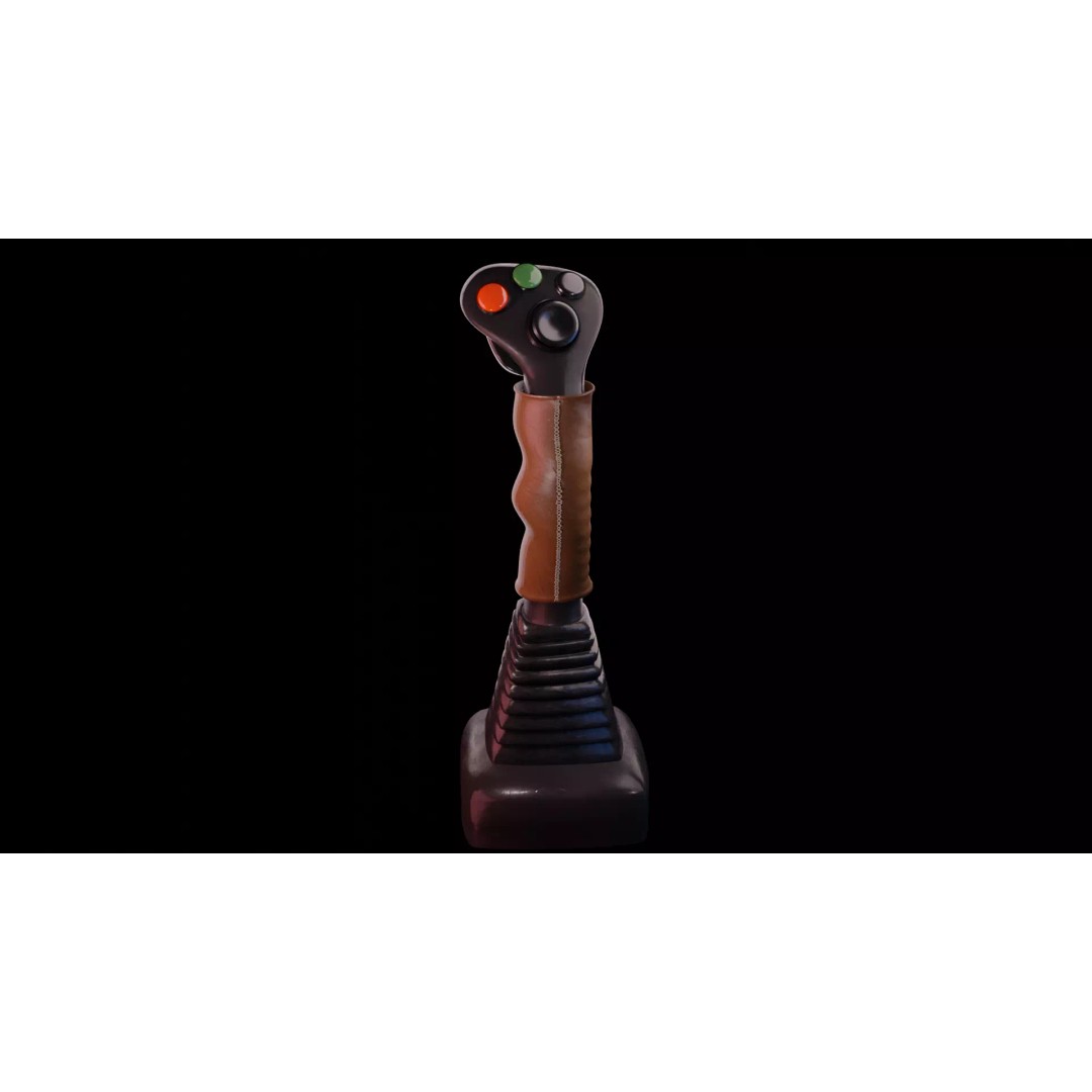 Leather Flight Joystick 3D Model – Vintage Game Asset, PBR Textures - View 3