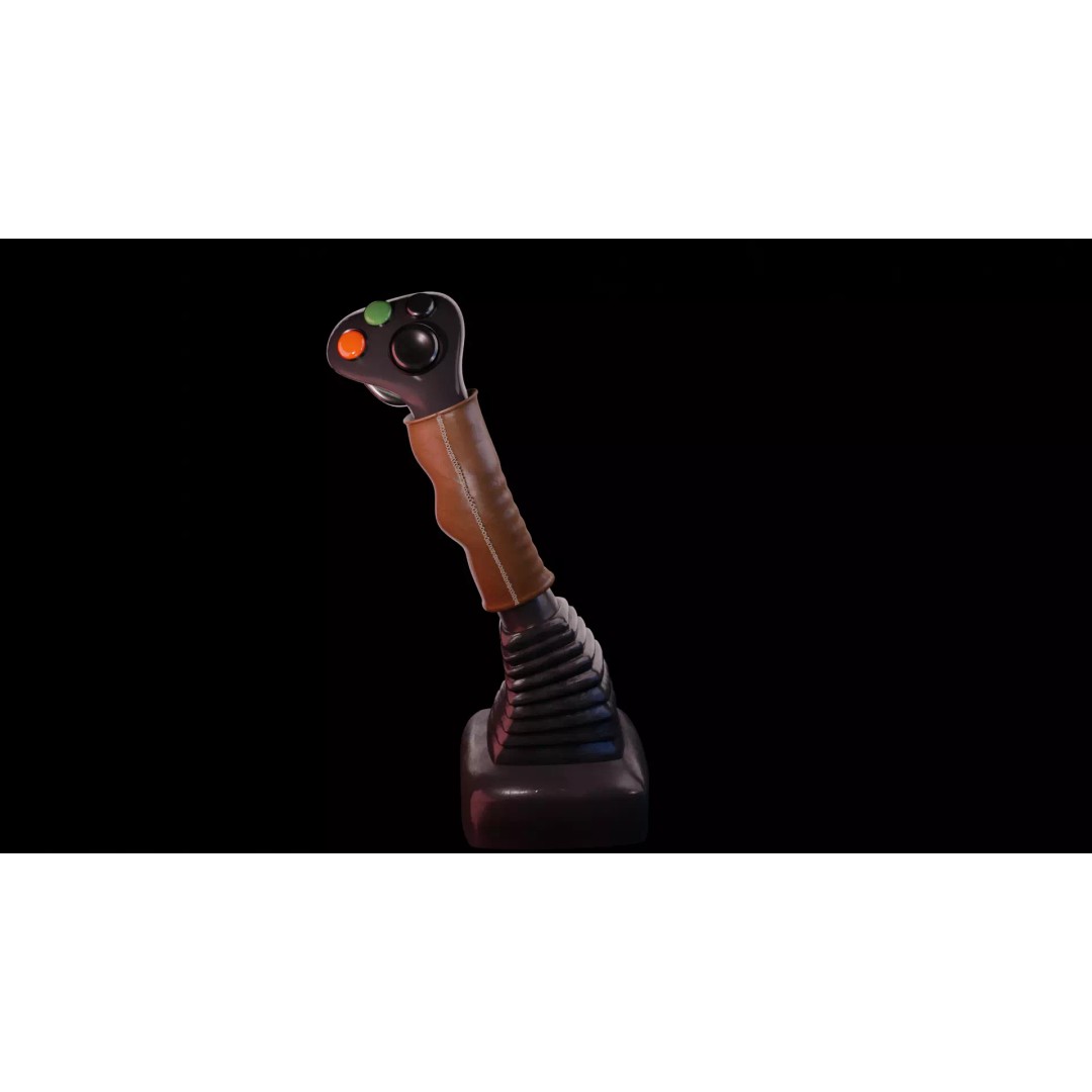 Leather Flight Joystick 3D Model – Vintage Game Asset, PBR Textures - View 4
