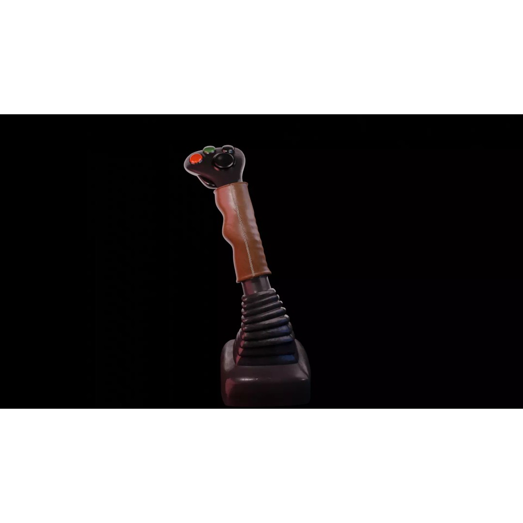Leather Flight Joystick 3D Model – Vintage Game Asset, PBR Textures - View 5