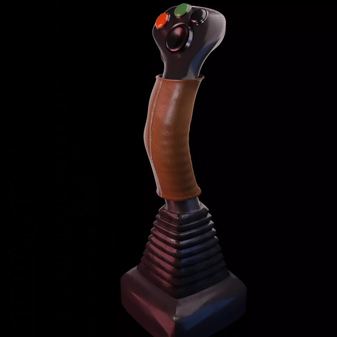 Leather Flight Joystick 3D Model – Vintage Game Asset, PBR Textures - View 6