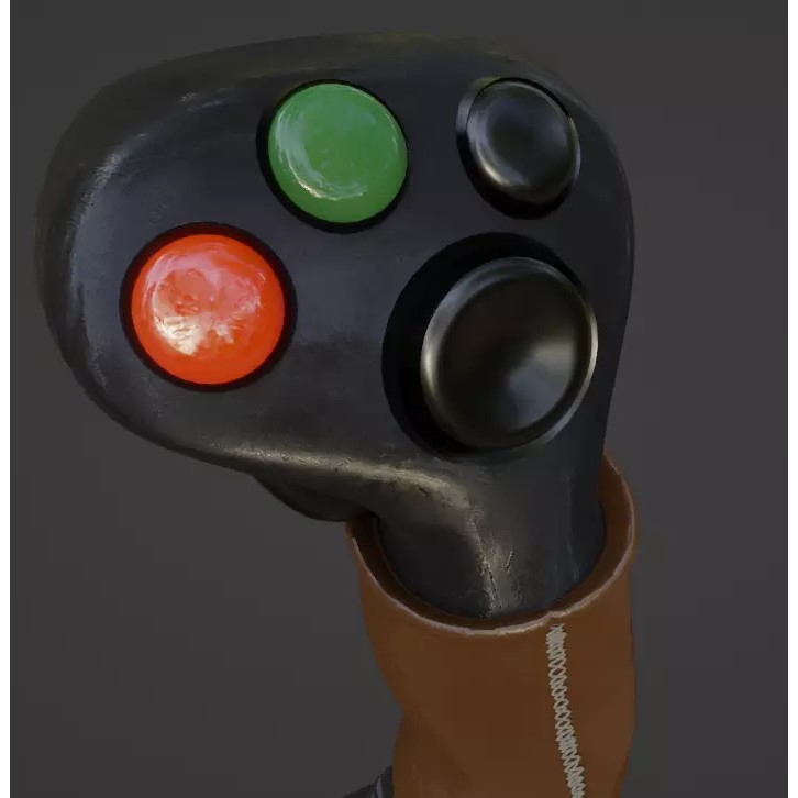Leather Flight Joystick 3D Model – Vintage Game Asset, PBR Textures - View 7