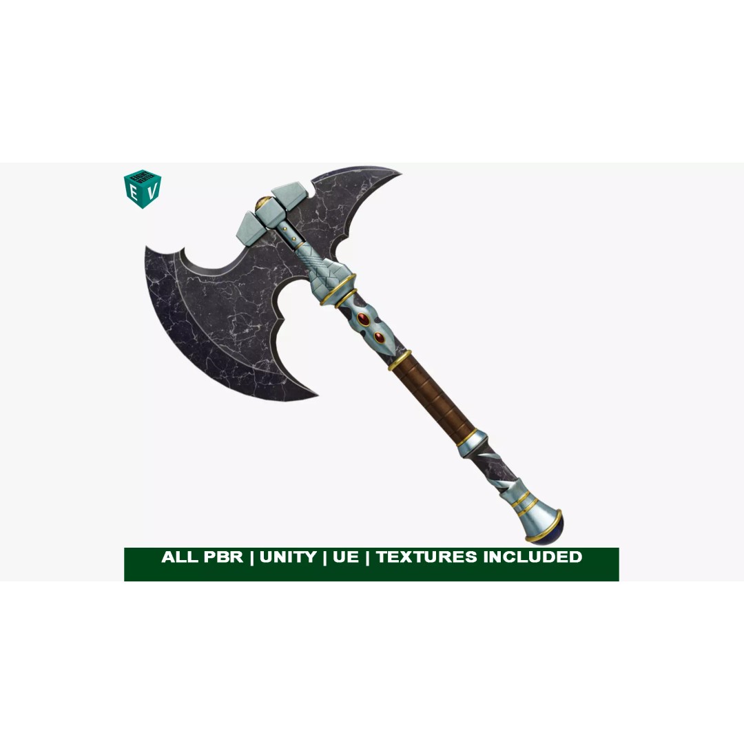 Battle Axe 3D Model – Low Poly PBR Weapon for Unity and Unreal - View 2