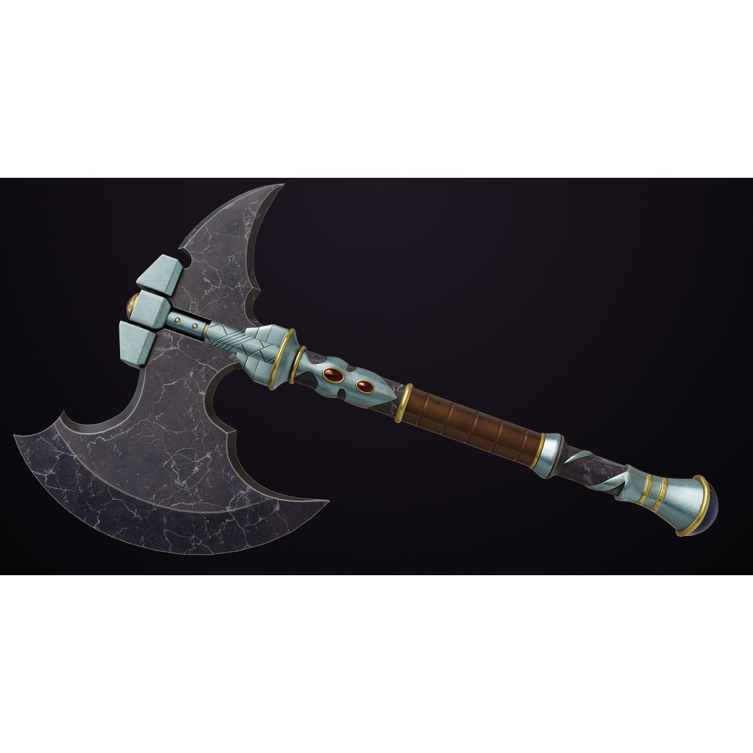 Battle Axe 3D Model – Low Poly PBR Weapon for Unity and Unreal - View 6