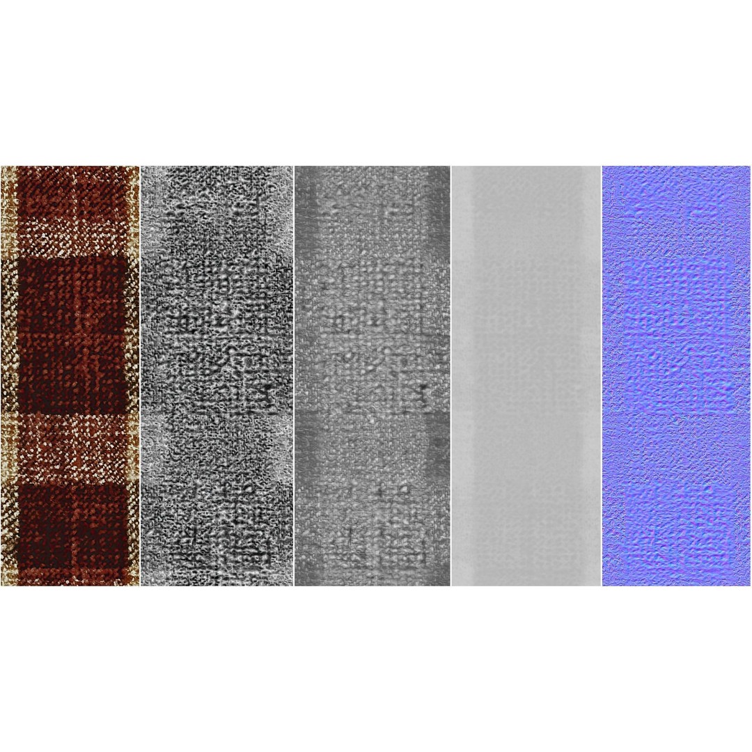 Plaid Fabric 3D Model – 4K Seamless PBR Textures, PNG - View 3