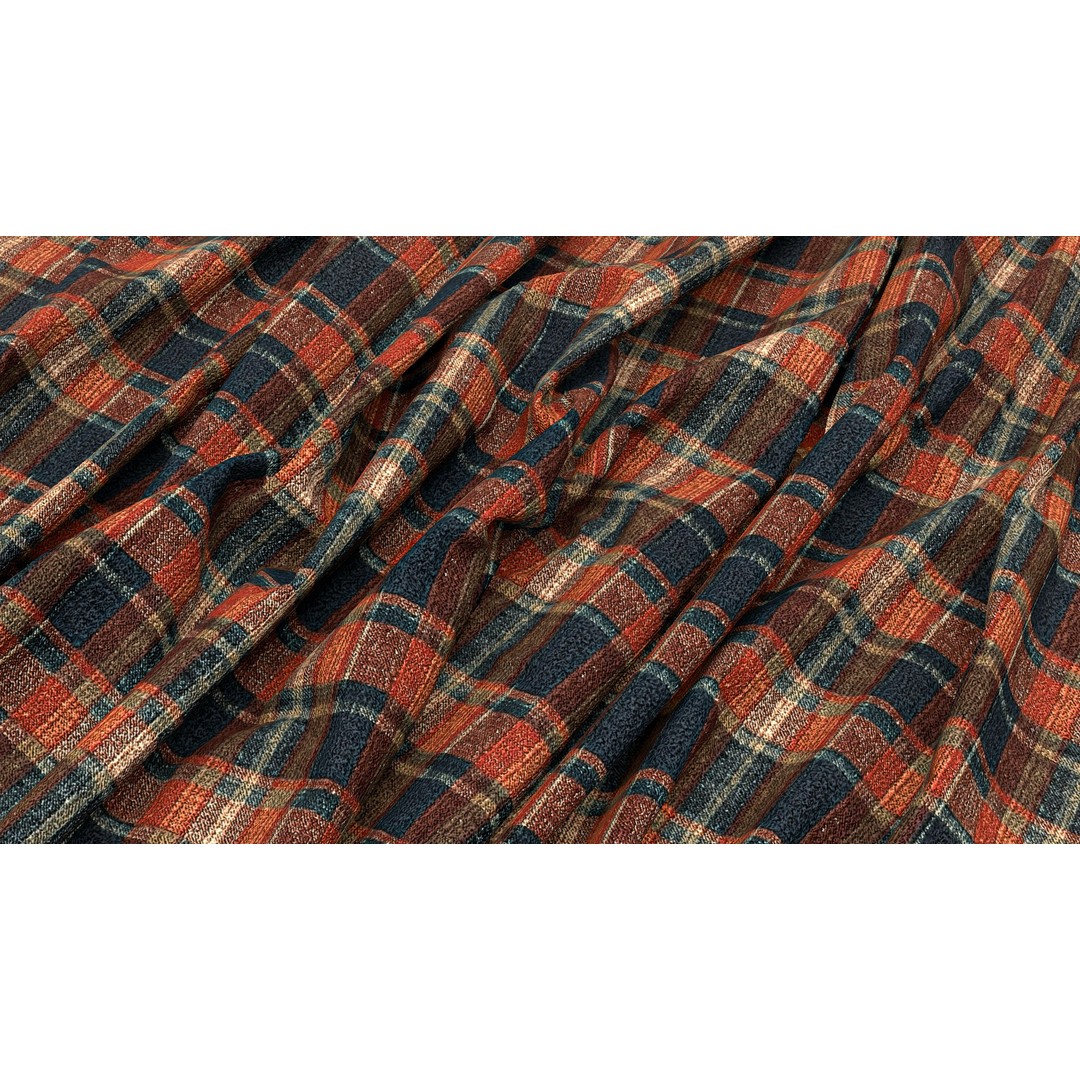 Plaid Fabric 3D Model – 4K Seamless PBR Textures, PNG - View 4