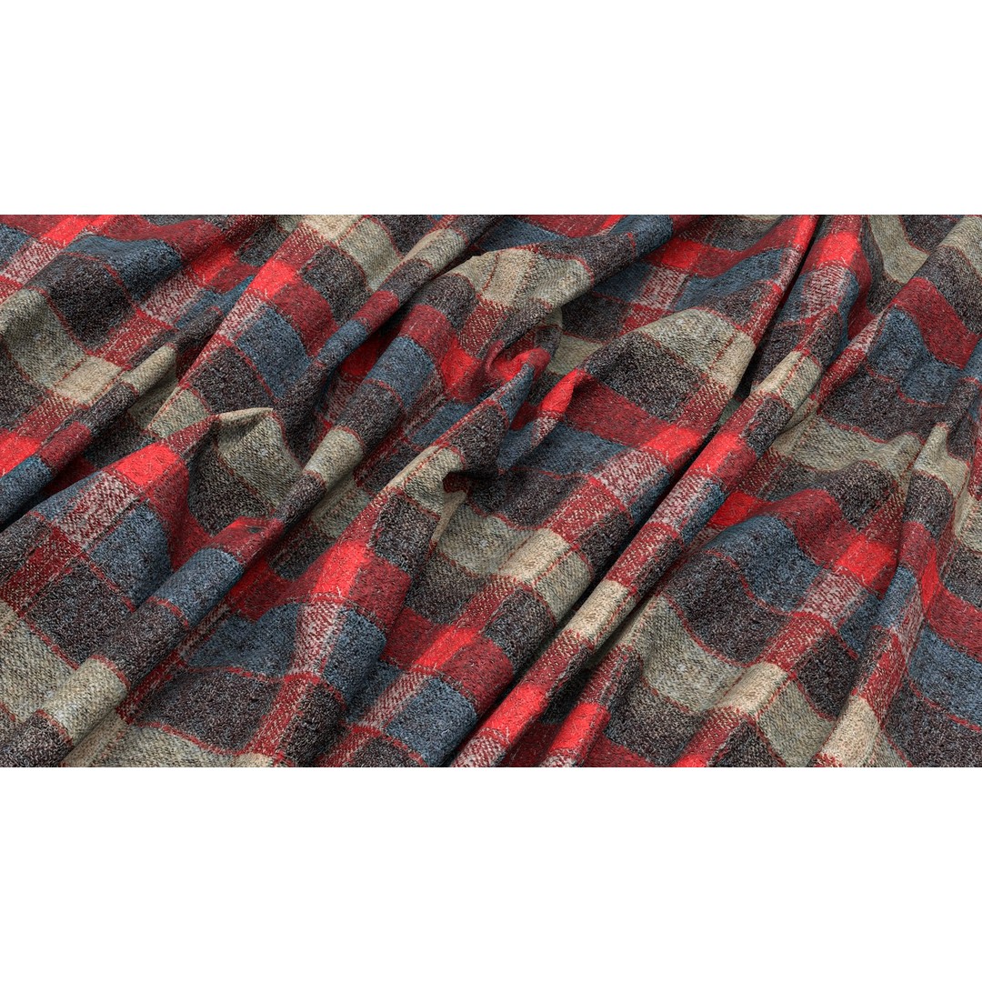 Plaid Fabric 3D Model – 4K Seamless PBR Textures, PNG - View 5