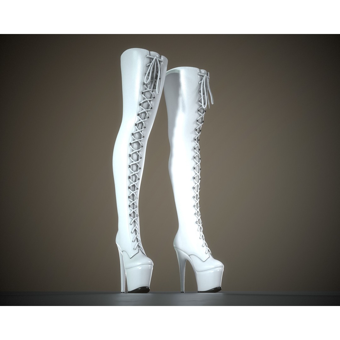 Crotch High Stiletto Boots 3D Model – Low Poly Game-Ready Asset, FBX/OBJ