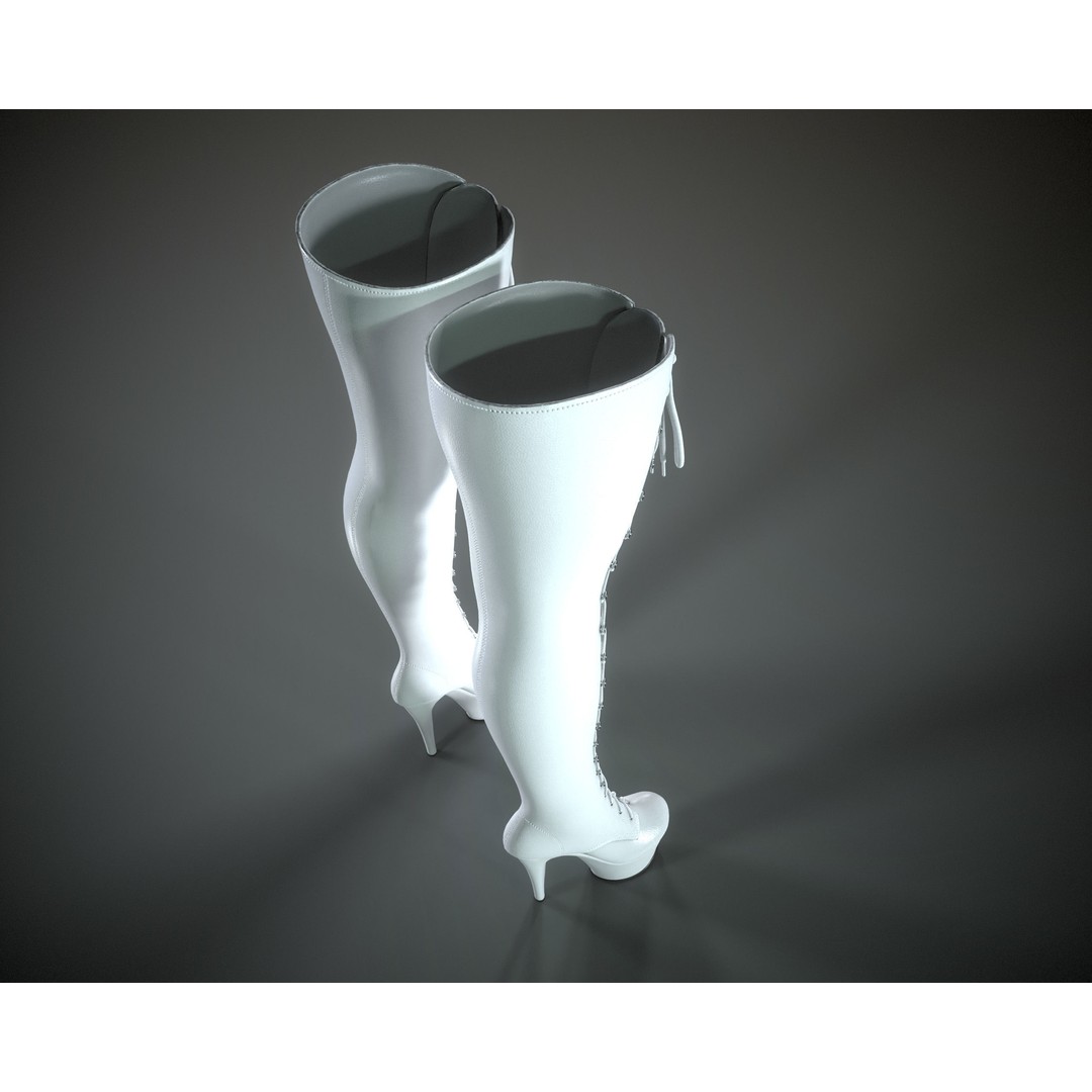 Crotch High Stiletto Boots 3D Model – Low Poly Game-Ready Asset, FBX/OBJ - View 11