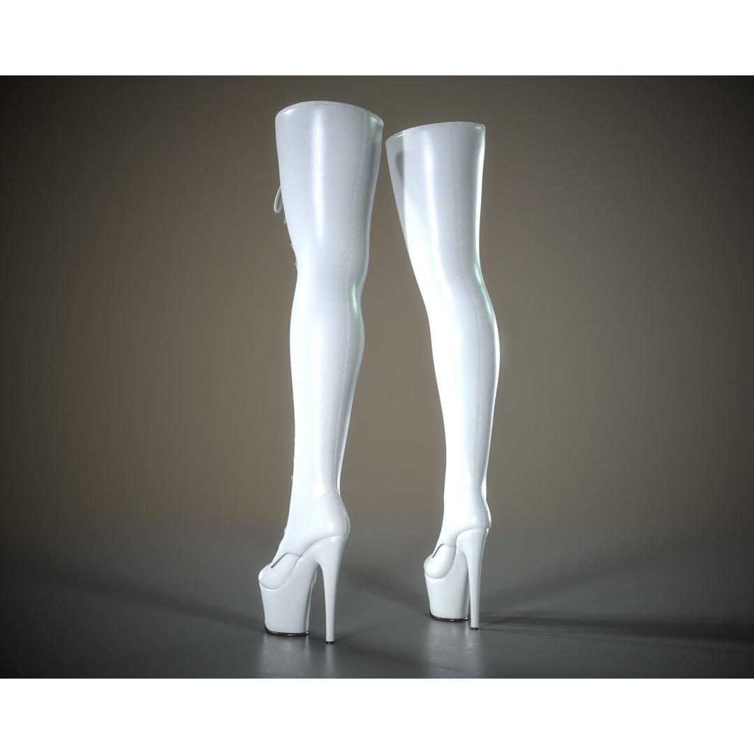Crotch High Stiletto Boots 3D Model – Low Poly Game-Ready Asset, FBX/OBJ - View 12