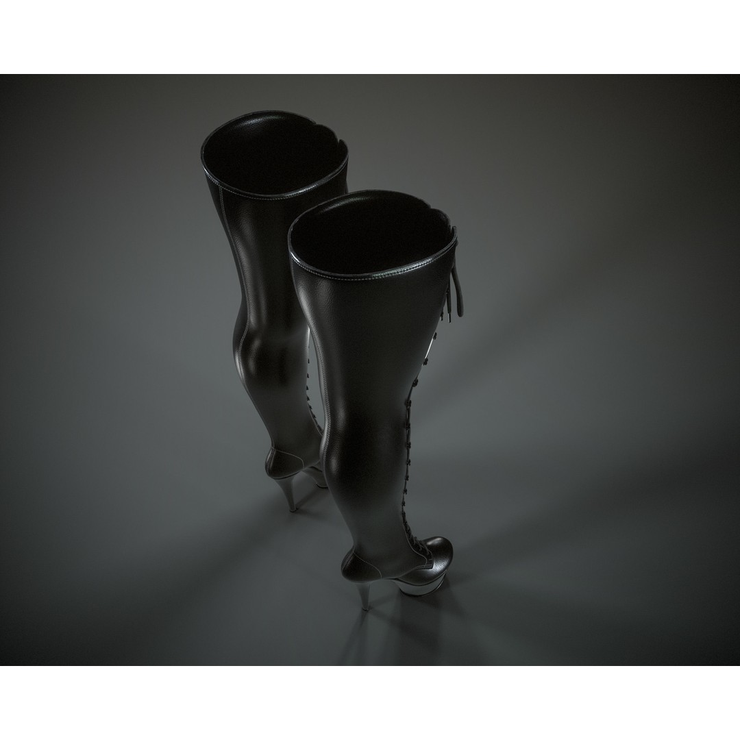 Crotch High Stiletto Boots 3D Model – Low Poly Game-Ready Asset, FBX/OBJ - View 5