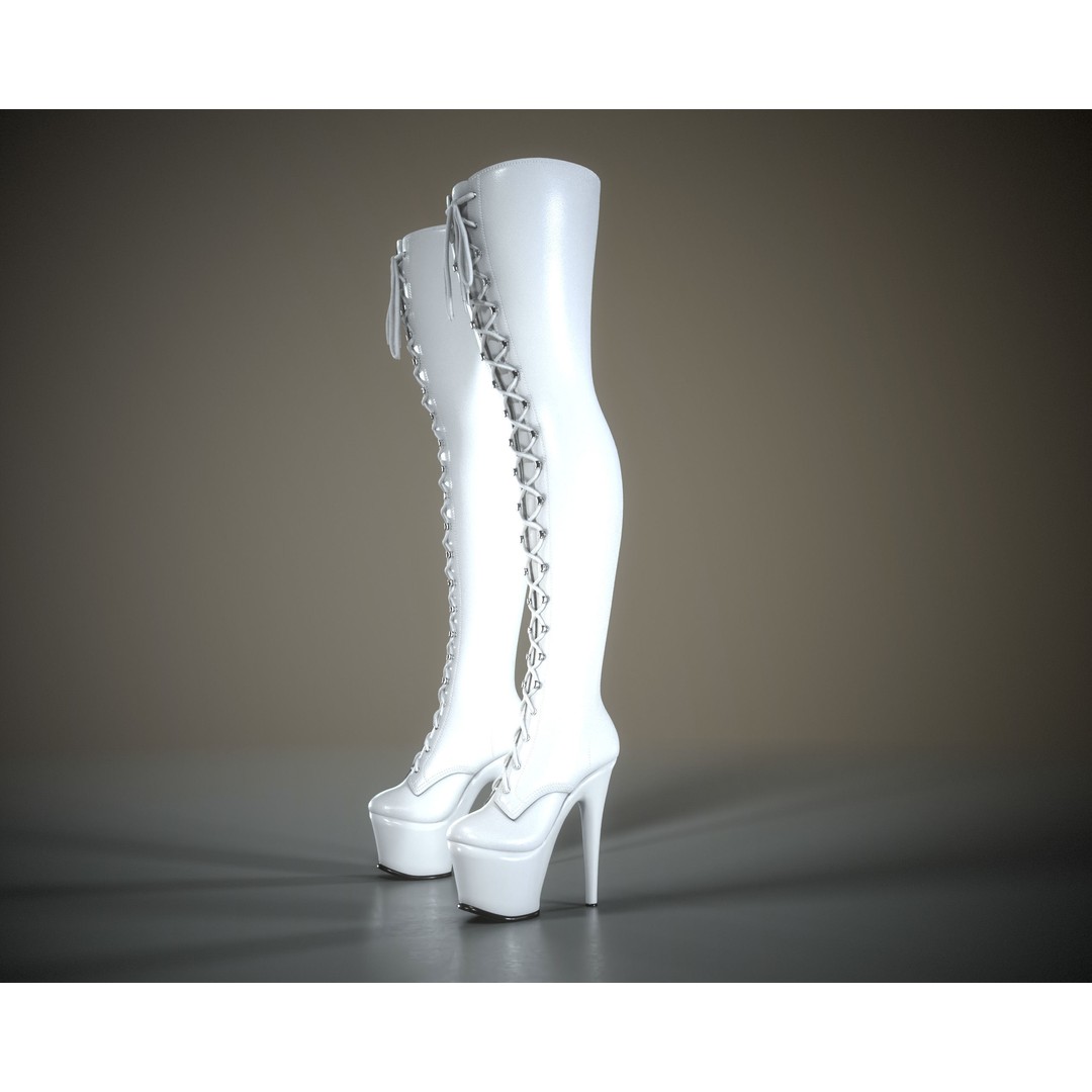 Crotch High Stiletto Boots 3D Model – Low Poly Game-Ready Asset, FBX/OBJ - View 8