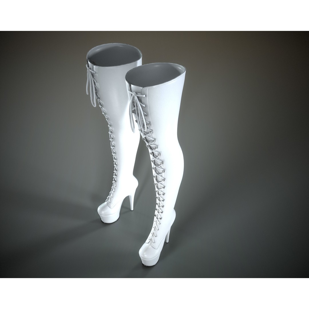 Crotch High Stiletto Boots 3D Model – Low Poly Game-Ready Asset, FBX/OBJ - View 9