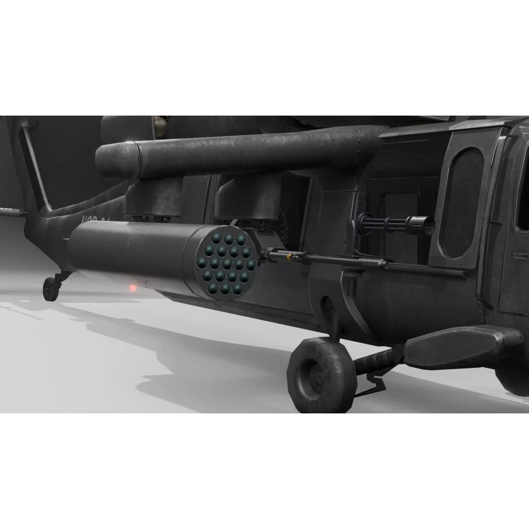 UH60 Black Hawk 3D Model – Low Poly Game Asset with PBR Textures - View 12